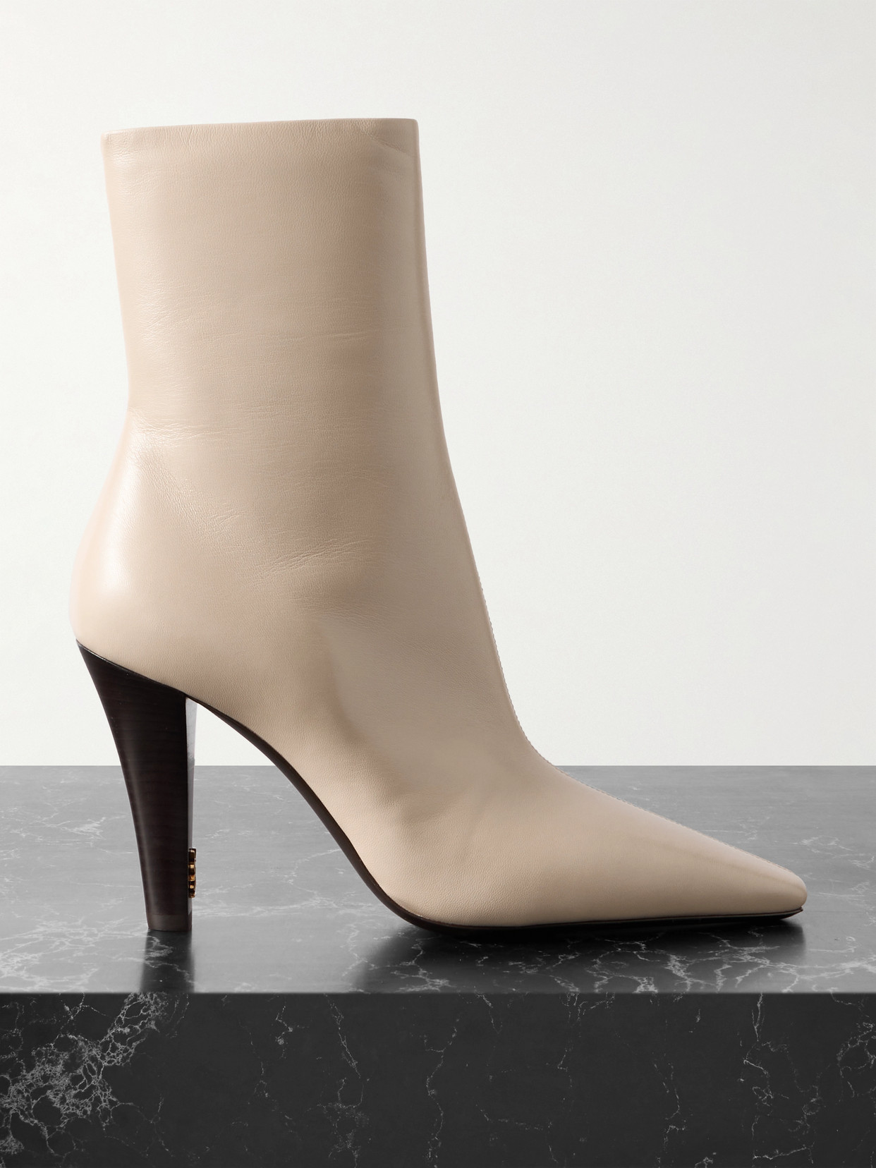 Saint Laurent Jill Leather Ankle Boots In Neutral