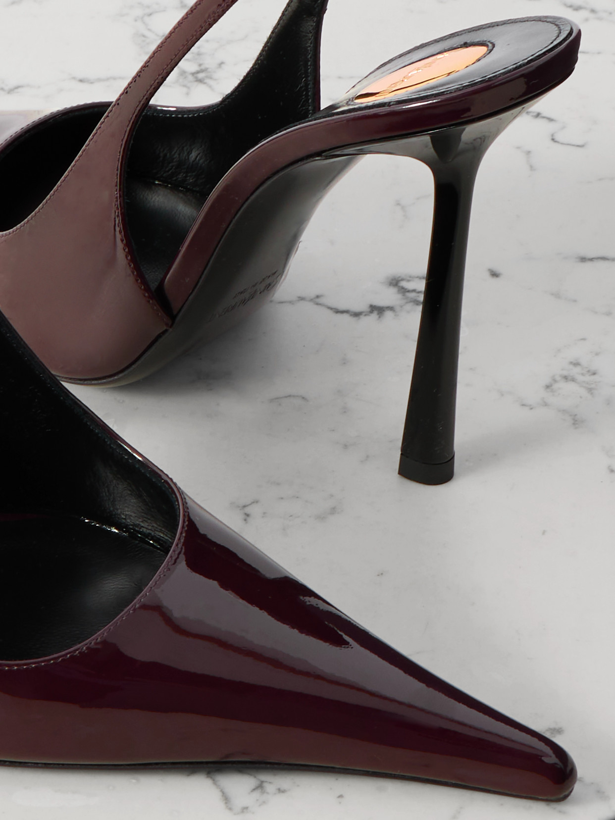 Vendôme Glossed-Leather Slingback