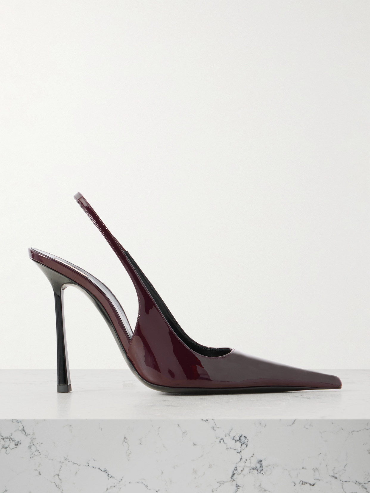 Saint Laurent Vendôme Glossed-leather Slingback Pumps In Black
