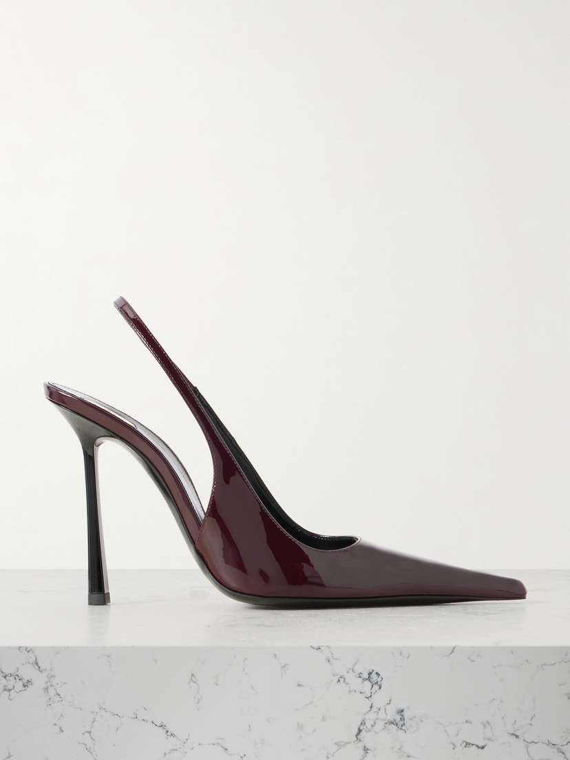 Saint Laurent Vendôme Glossed-leather Slingback Pumps
