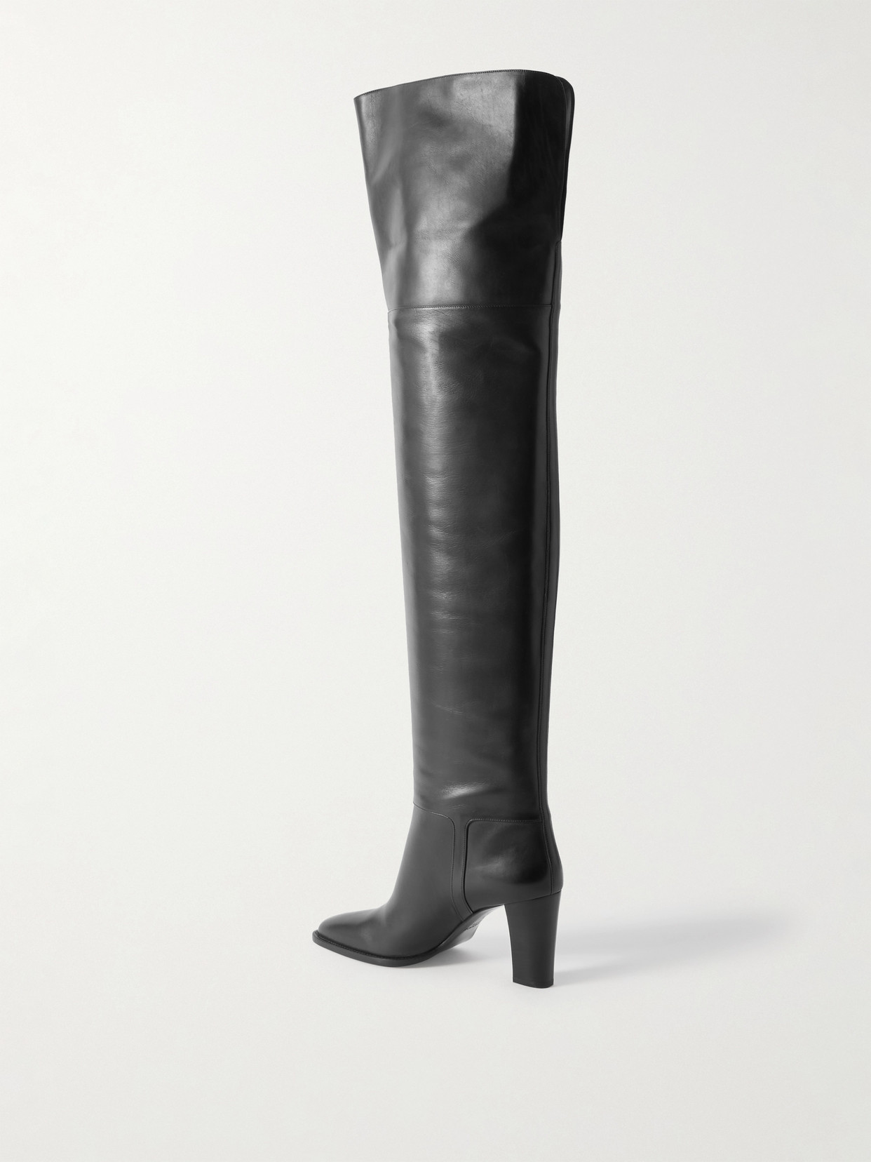 Saint Laurent Julia Leather Over-the-knee Boots In Black