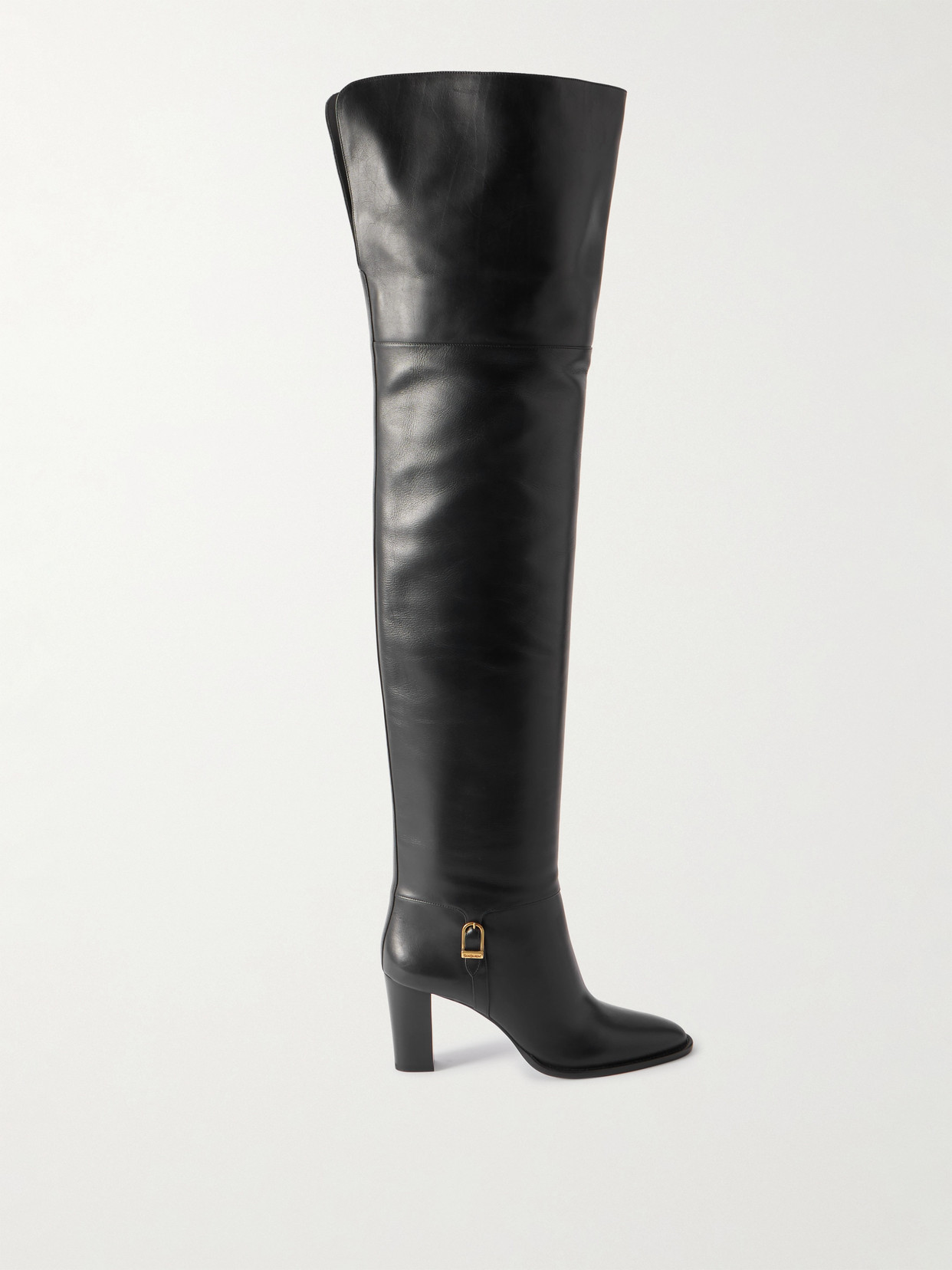 Saint Laurent Julia Leather Over-the-knee Boots In Black