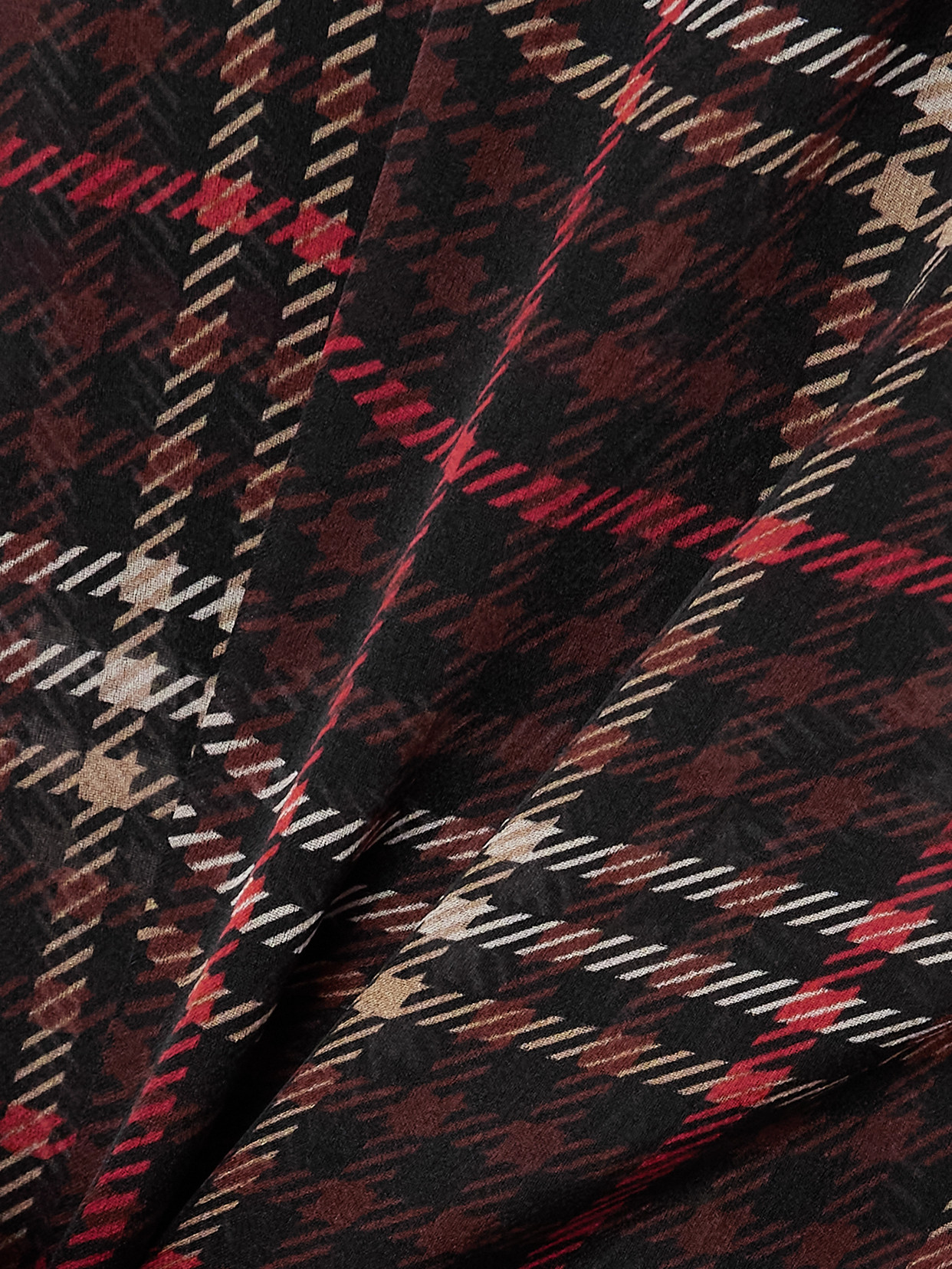 Saint Laurent Plaid Bow Detail Collared Neck Long Sleeves In Brown