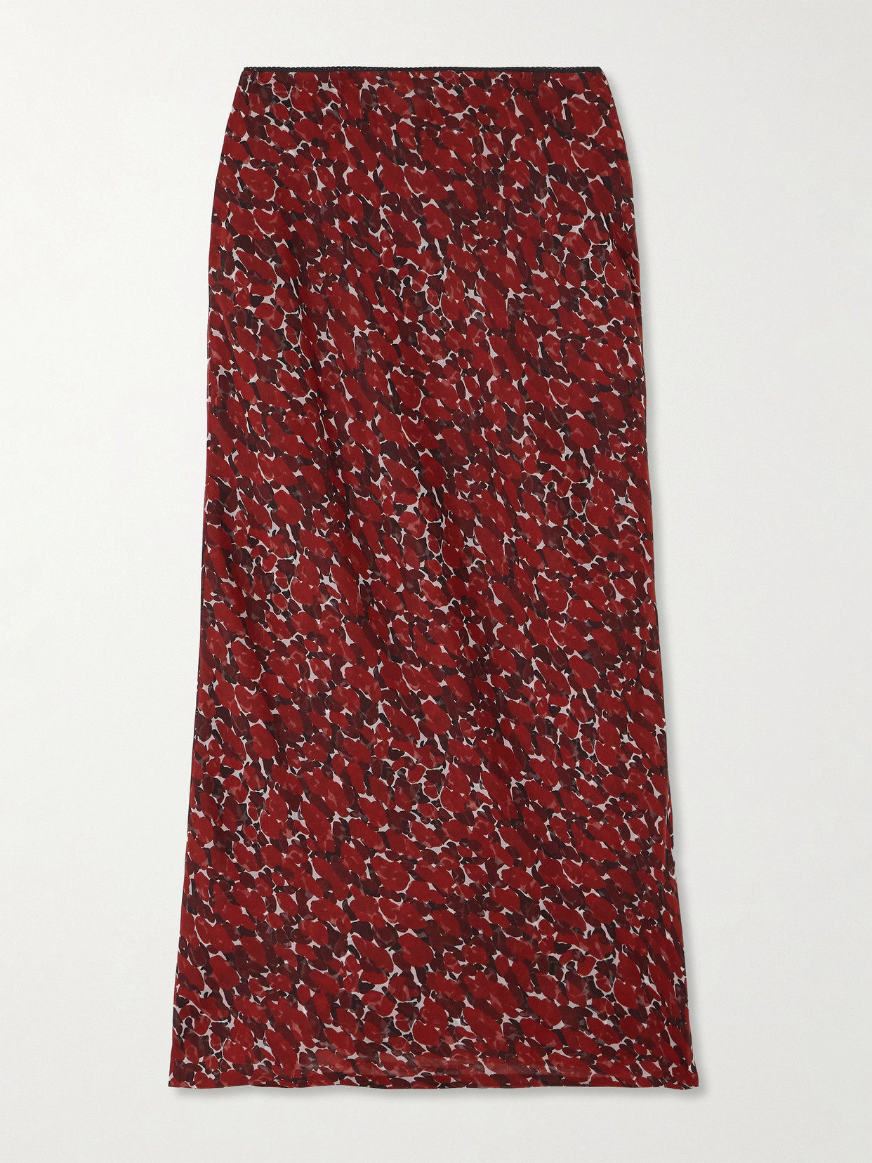Saint Laurent Printed Silk-mousseline Midi Skirt In Multi