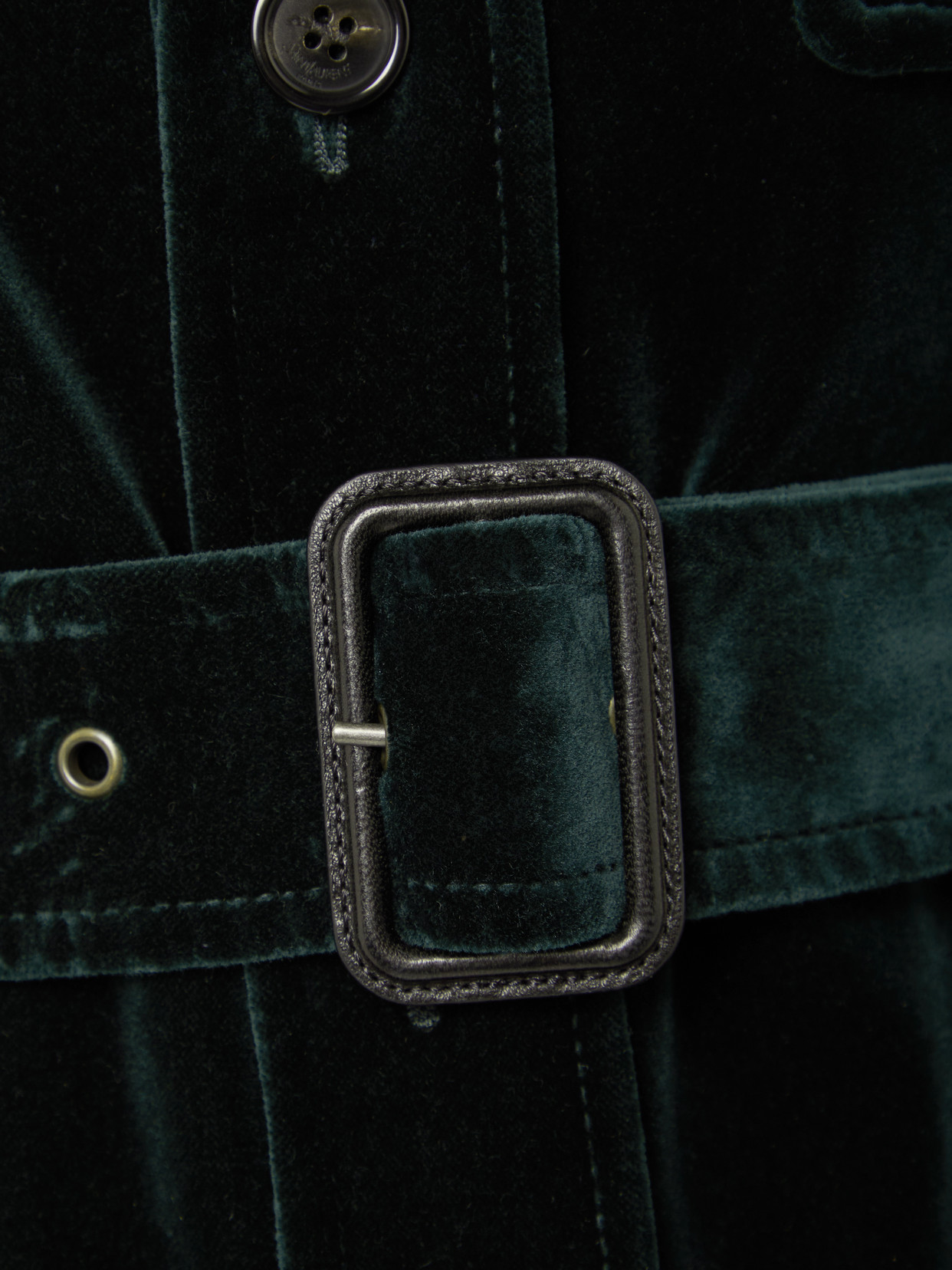 Saint Laurent Velvet Safari Jacket Belted Waist In Black