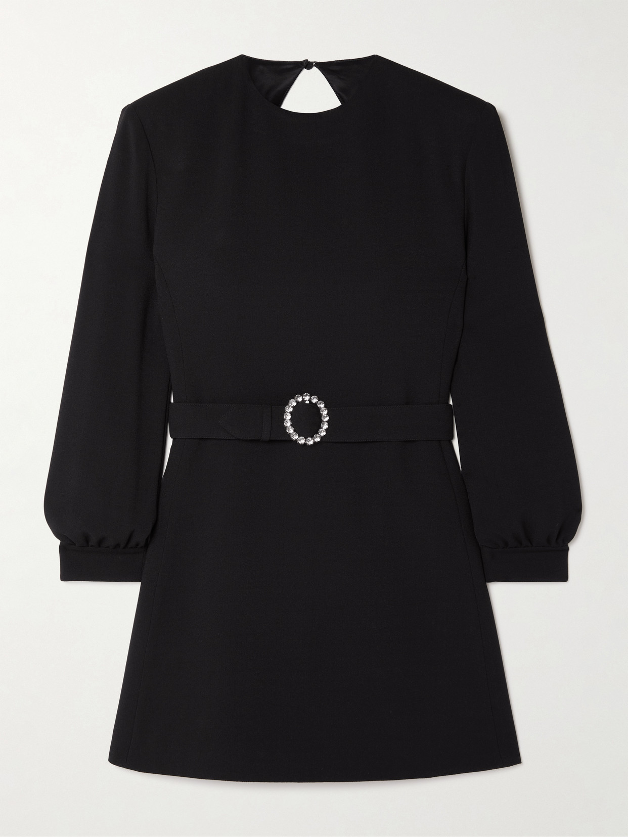 Saint Laurent Crystal-embellished Belted Woven Mini Dress In Pink