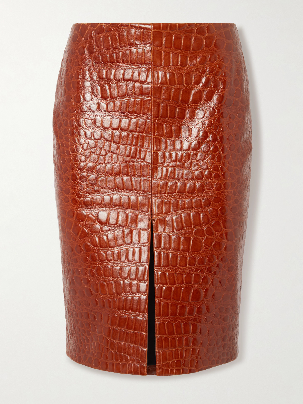 Saint Laurent Croc-effect Leather Skirt