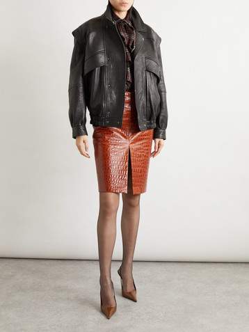 Saint Laurent Croc-effect leather skirt