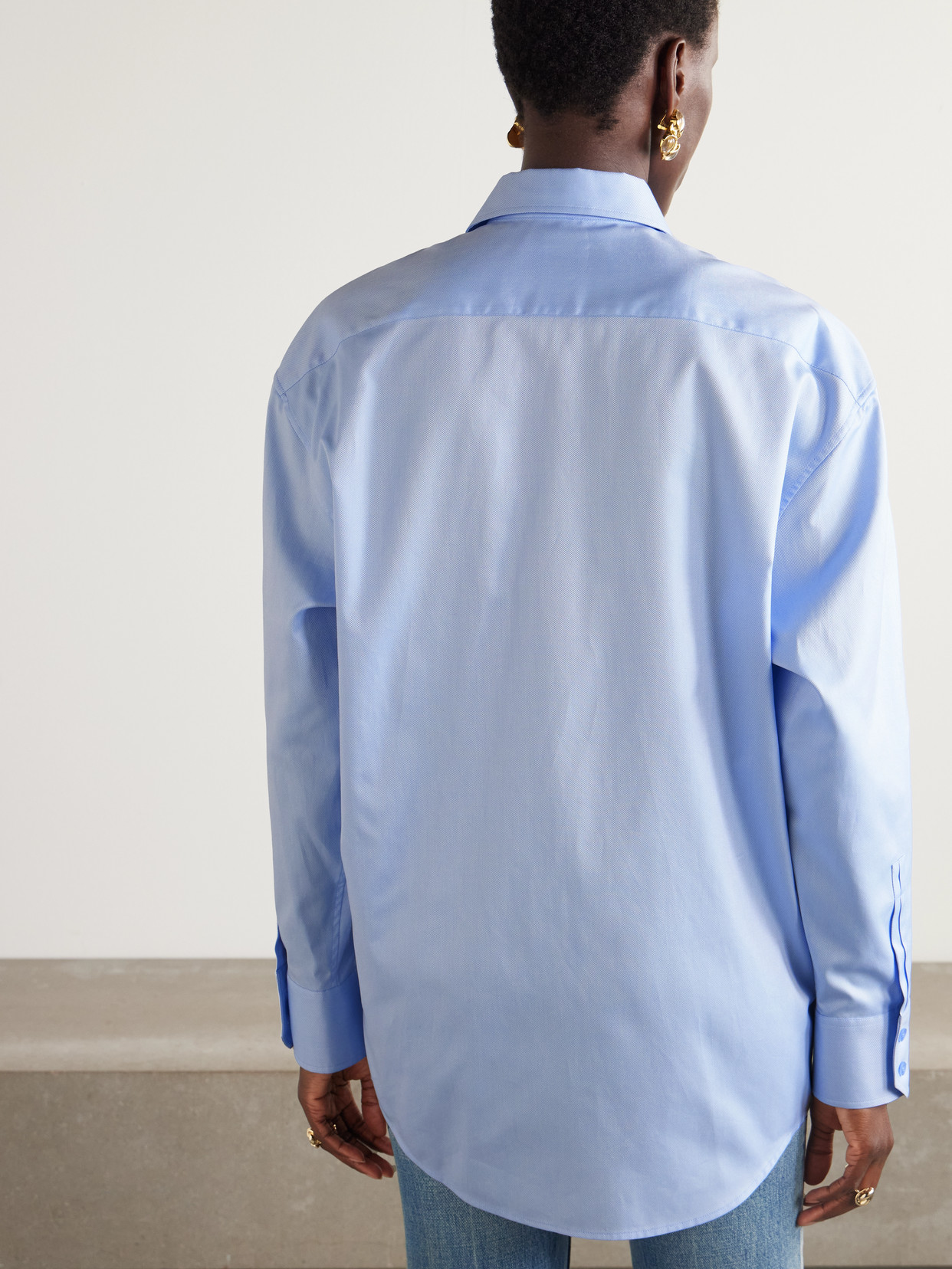 Saint Laurent Oversized Cotton Oxford Shirt In Blue