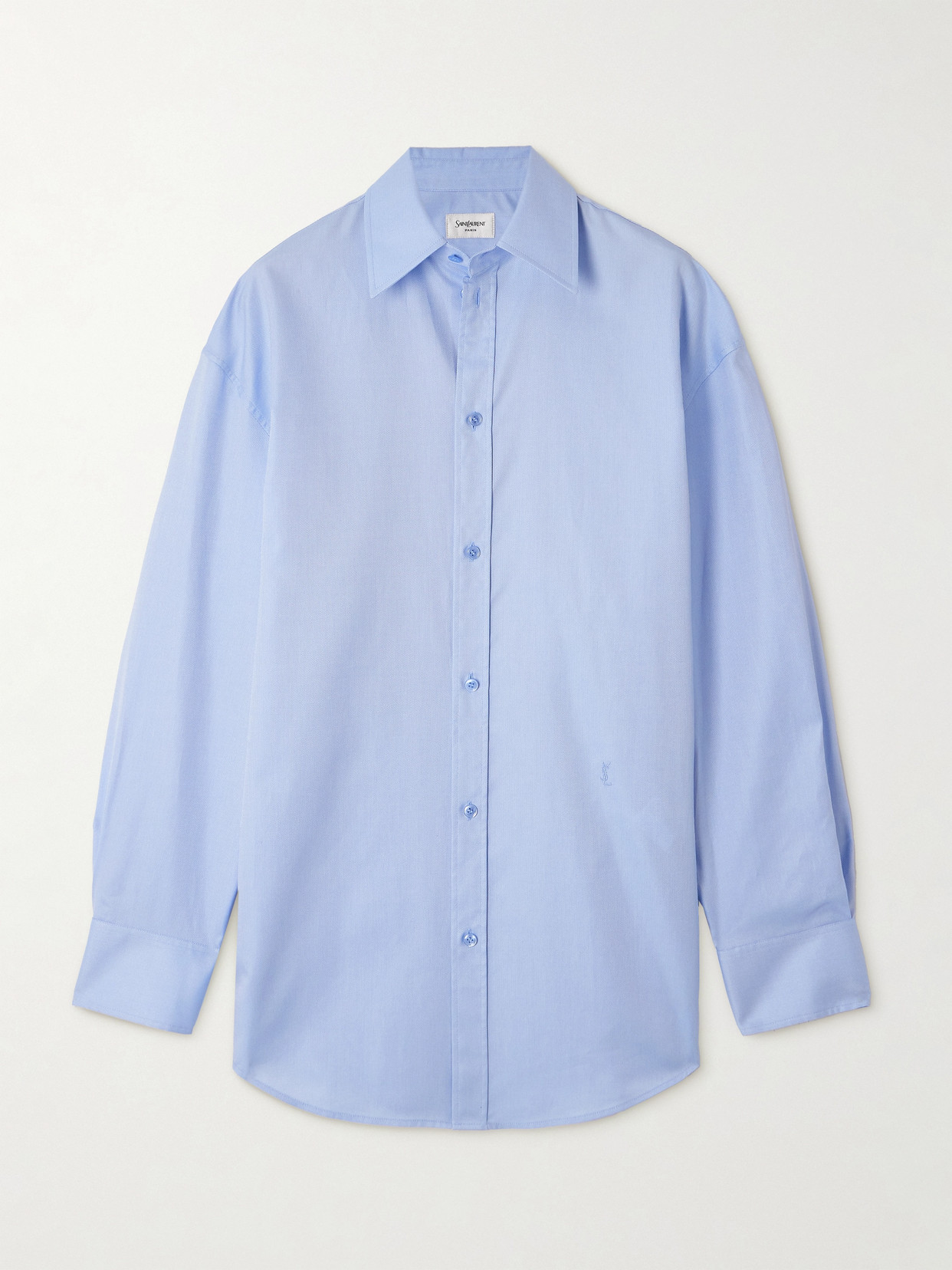 Saint Laurent Oversized Cotton Oxford Shirt In Blue
