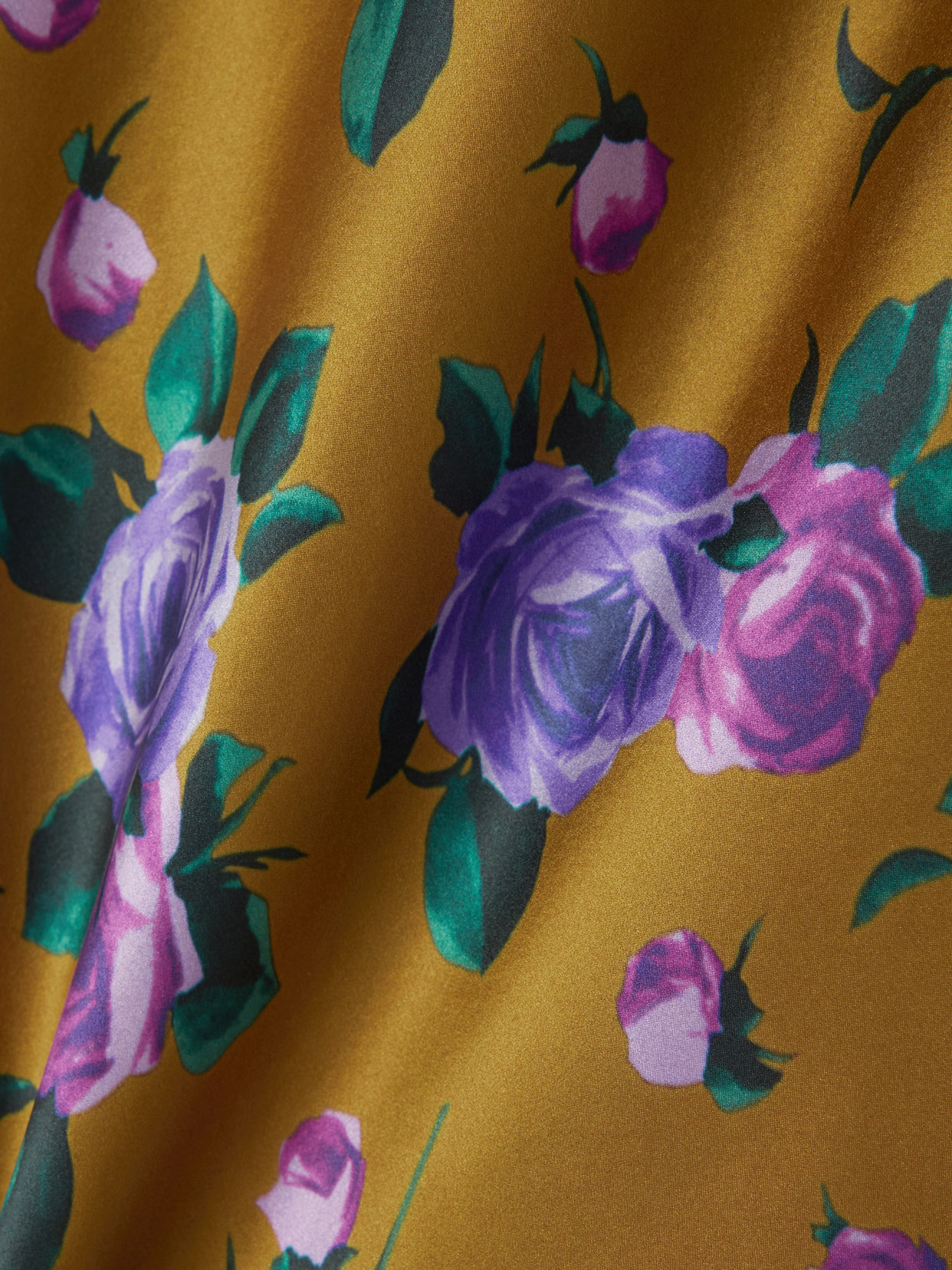 Saint Laurent Floral-print Silk-satin Midi Skirt In Brown