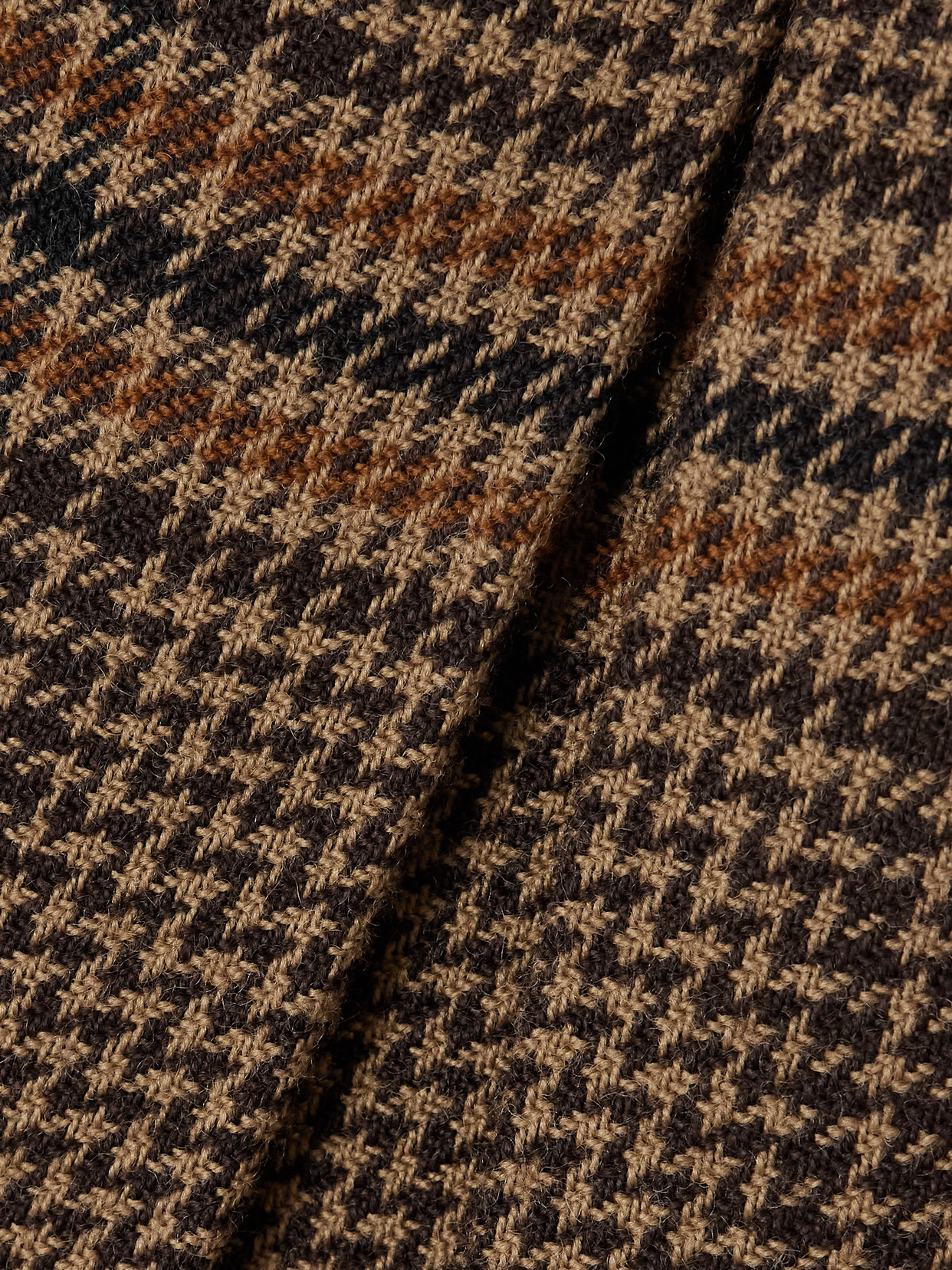 Saint Laurent Prince Of Wales Checked Wool Midi Skirt In Brown