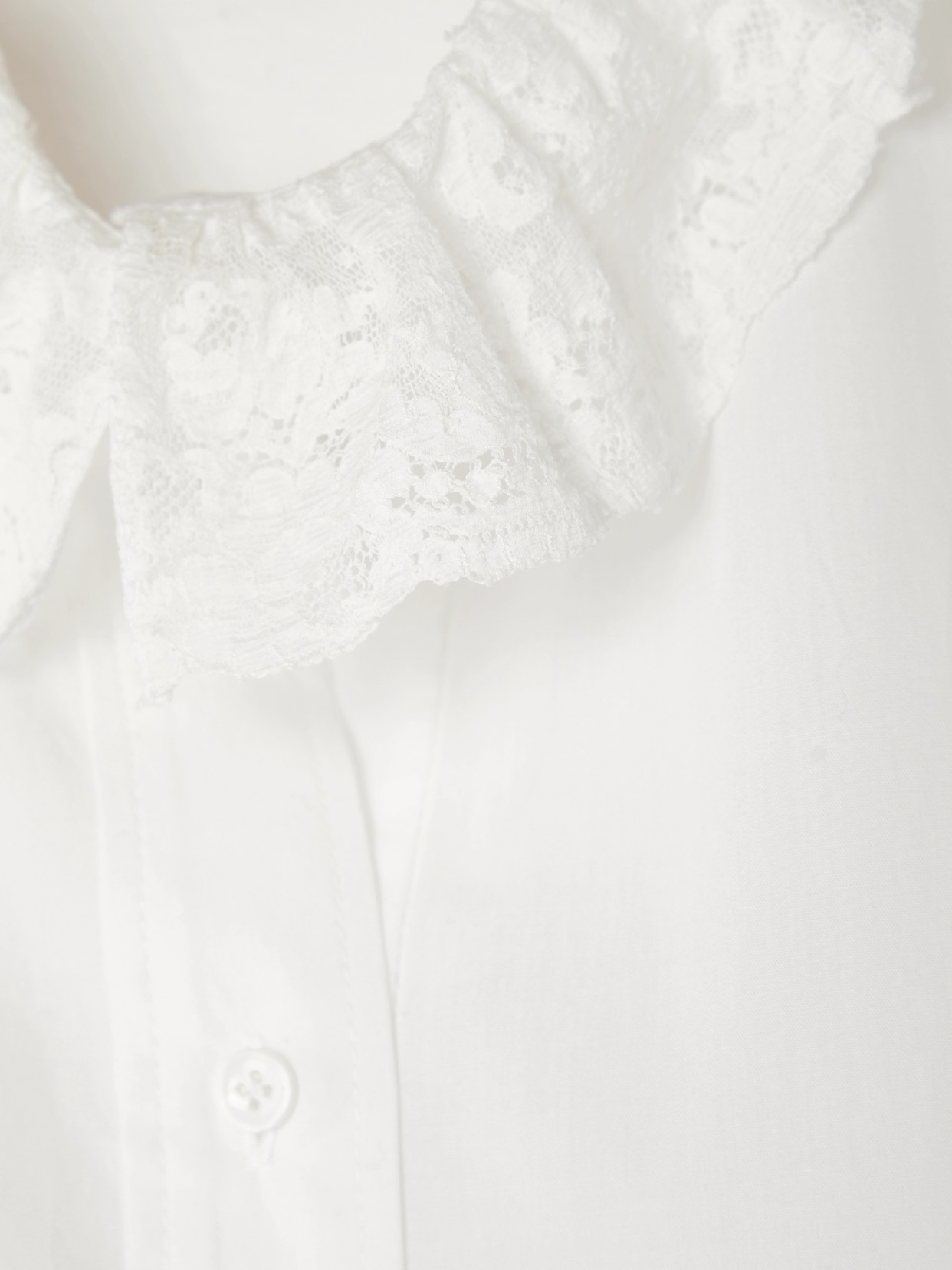 Saint Laurent Lace-trimmed Cotton-poplin Shirt In White