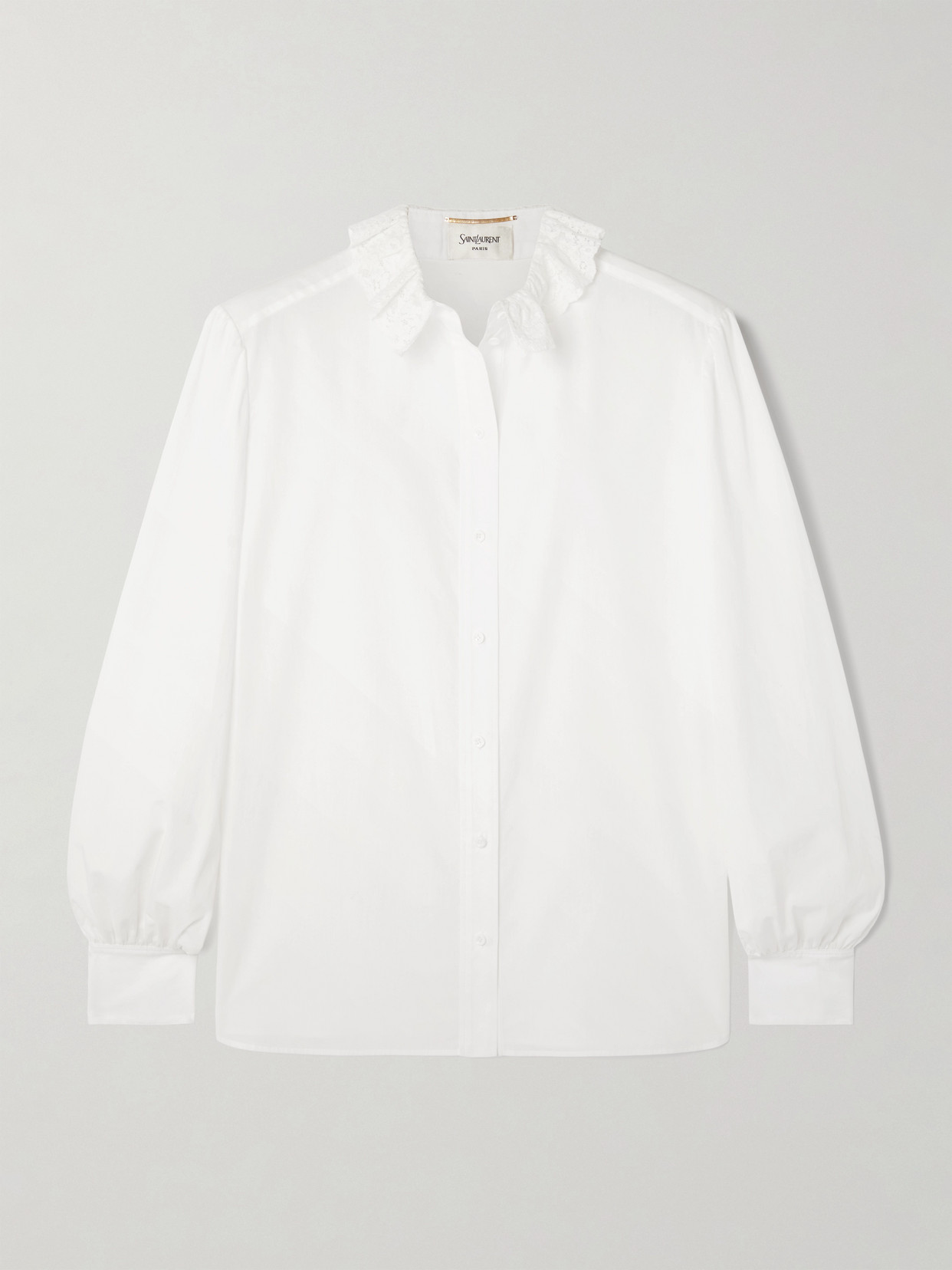 Saint Laurent Lace-trimmed Cotton-poplin Shirt