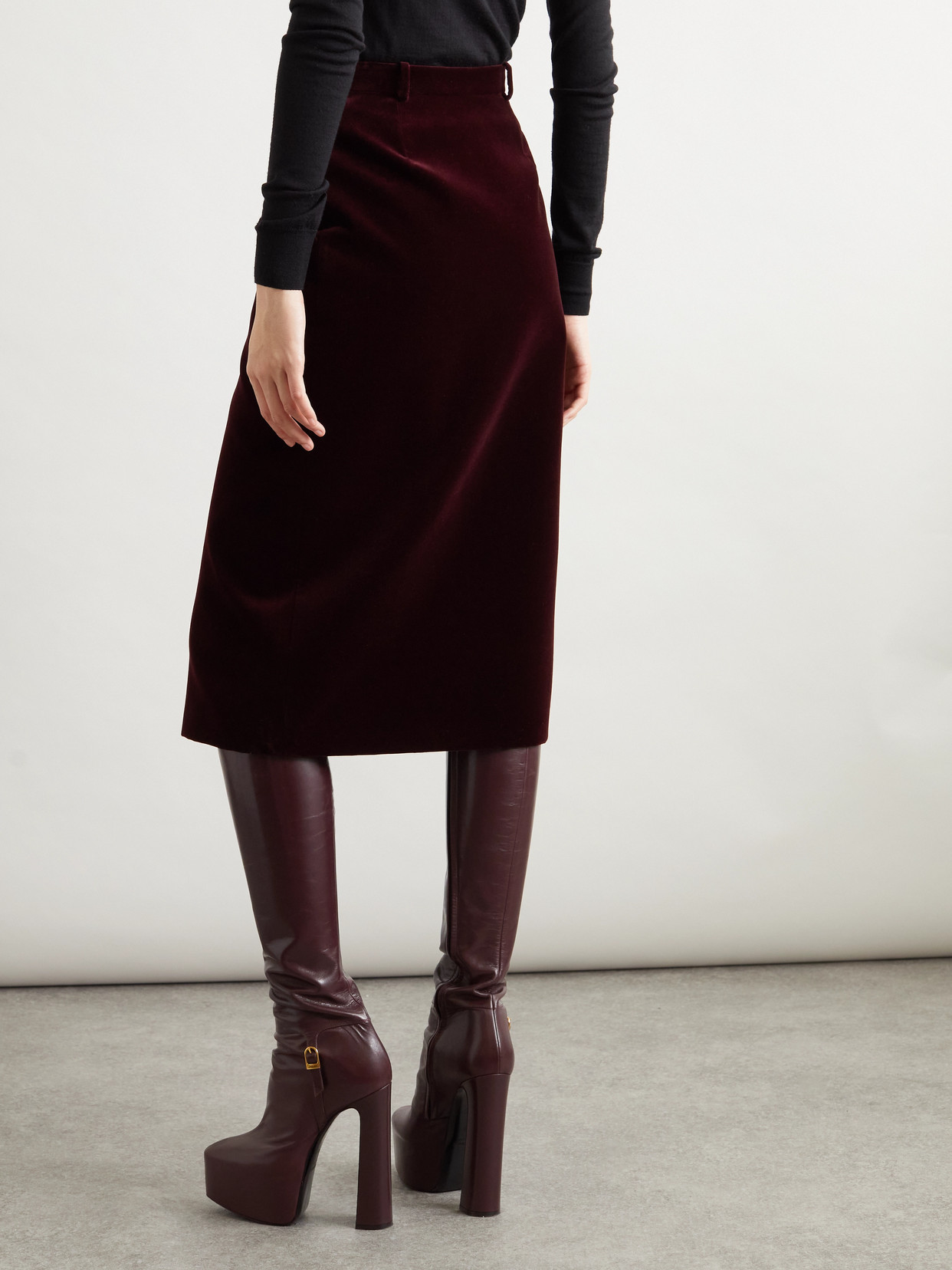 Saint Laurent Cotton-velvet Midi Skirt
