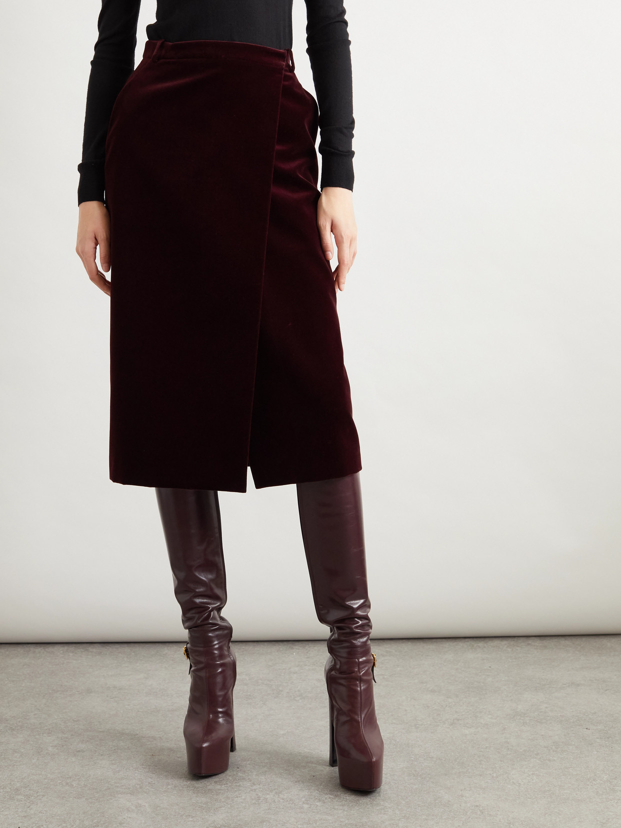 Saint Laurent Cotton-velvet Midi Skirt