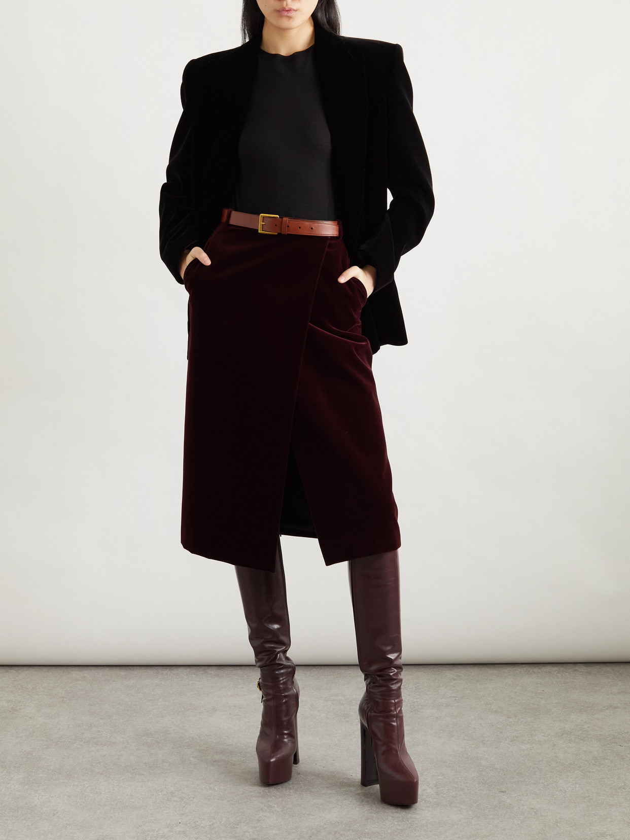 Saint Laurent Cotton-velvet Midi Skirt