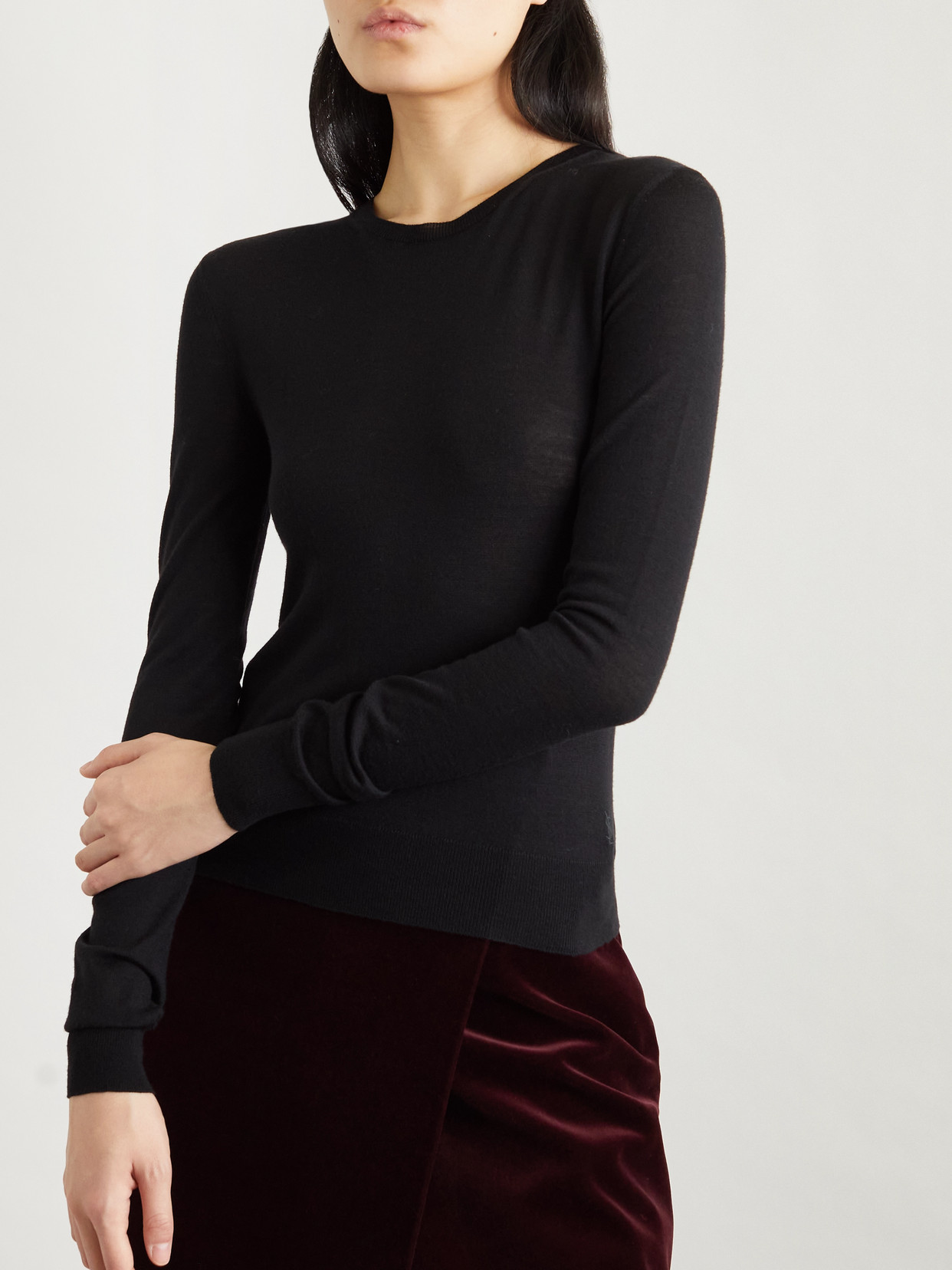 Saint Laurent Wool Sweater In Black