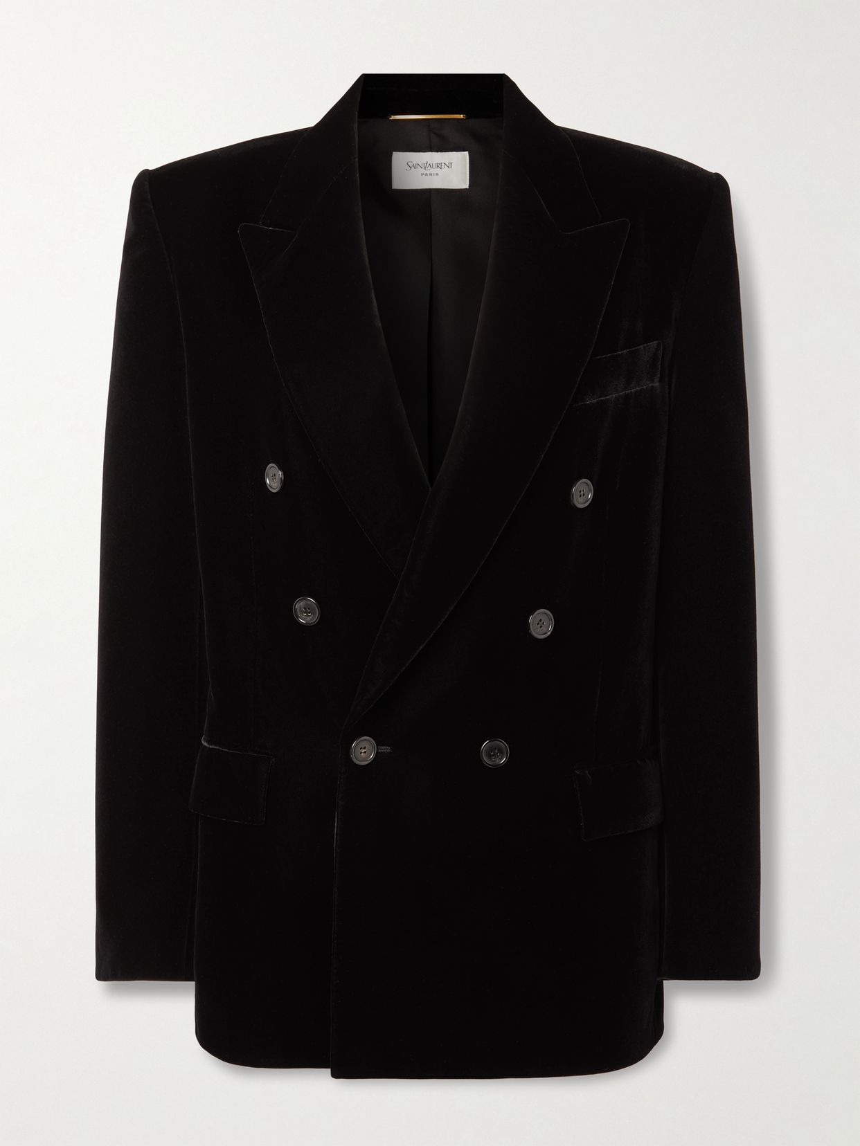 Double-breasted velour blazer