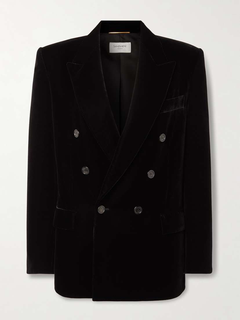 Saint Laurent Double-breasted Velour Blazer