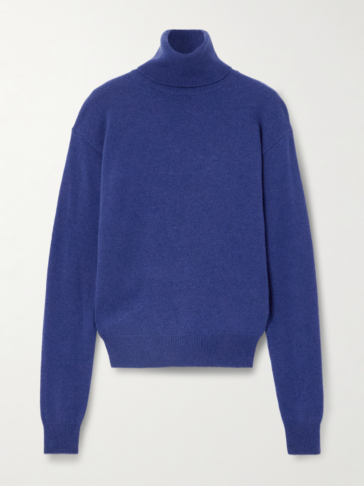 Saint Laurent Cashmere And Wool-blend Turtleneck Sweater In Blue