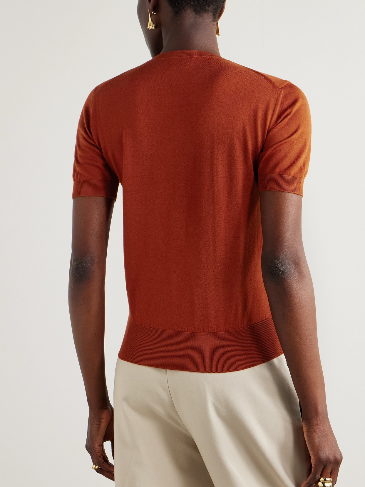 Saint Laurent Wool T-shirt In Orange