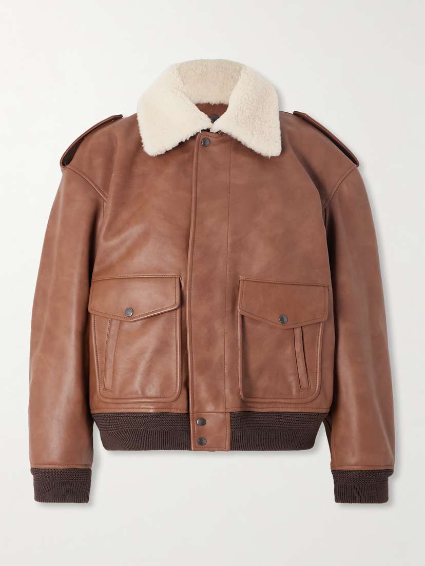 Saint Laurent Shearling-trimmed Leather Jacket