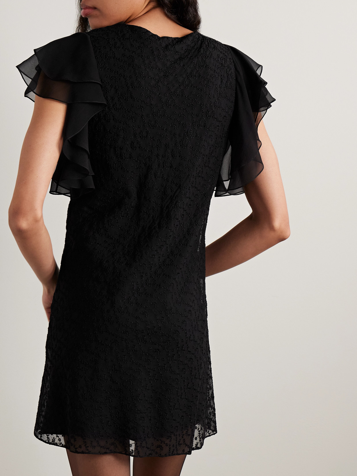 Saint Laurent Appliquéd Broderie Anglaise Cotton-blend Voile Mini Dress