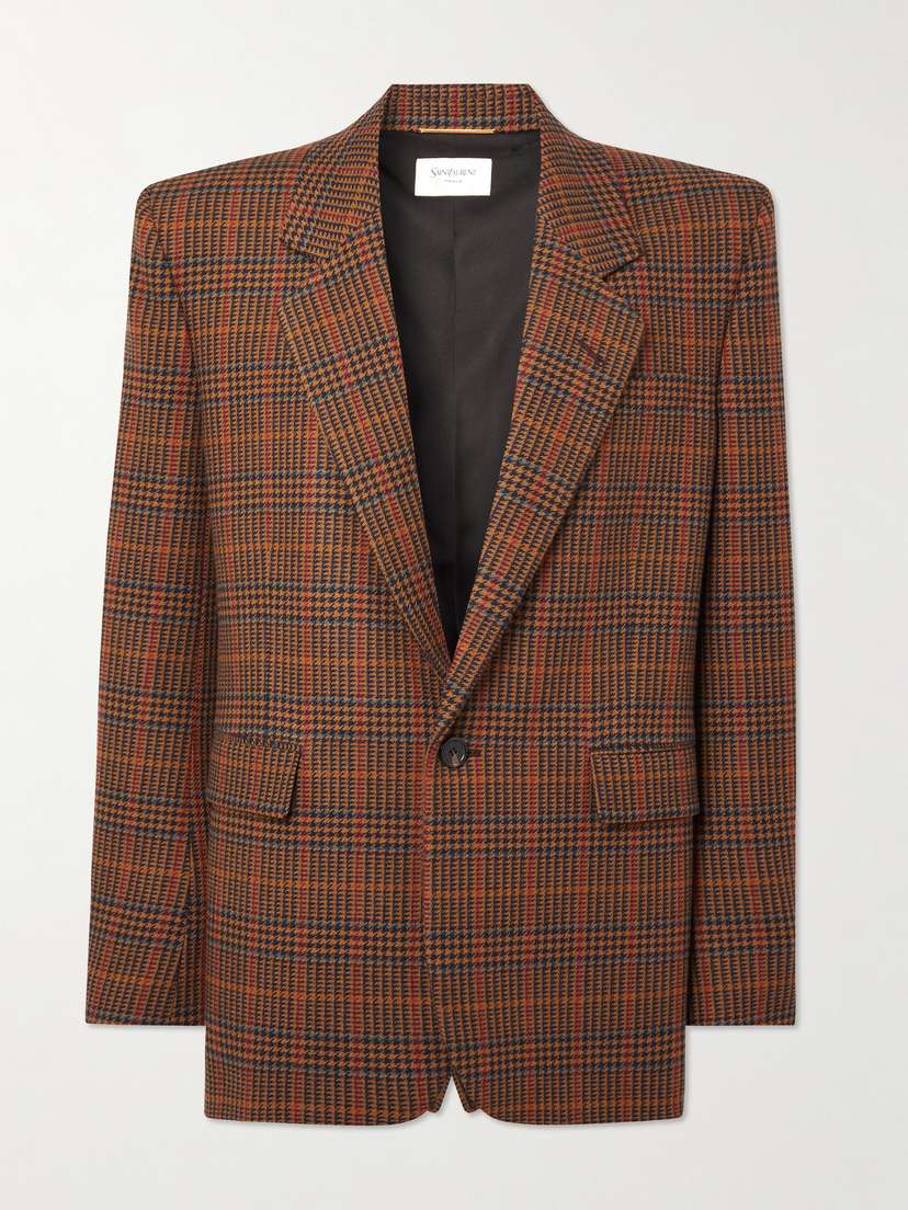 Saint Laurent Prince Of Wales Checked Wool Blazer