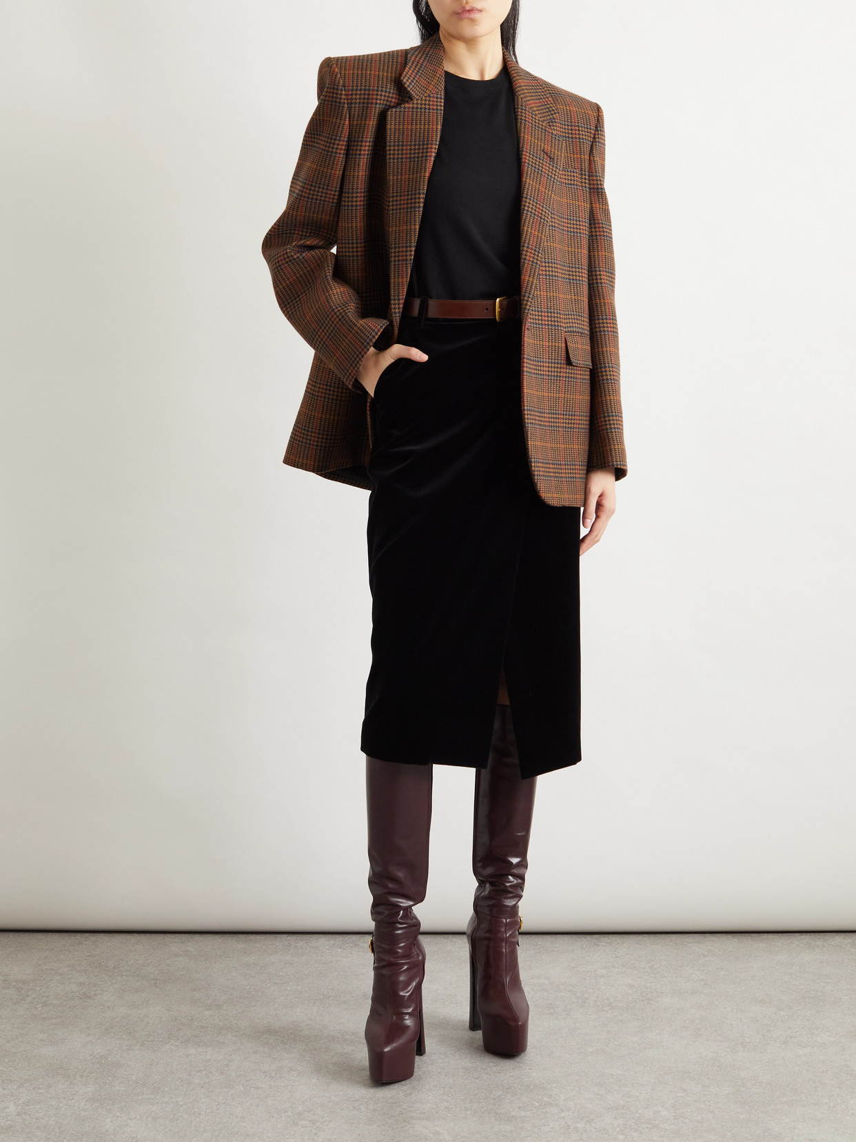 Saint Laurent Prince Of Wales Checked Wool Blazer