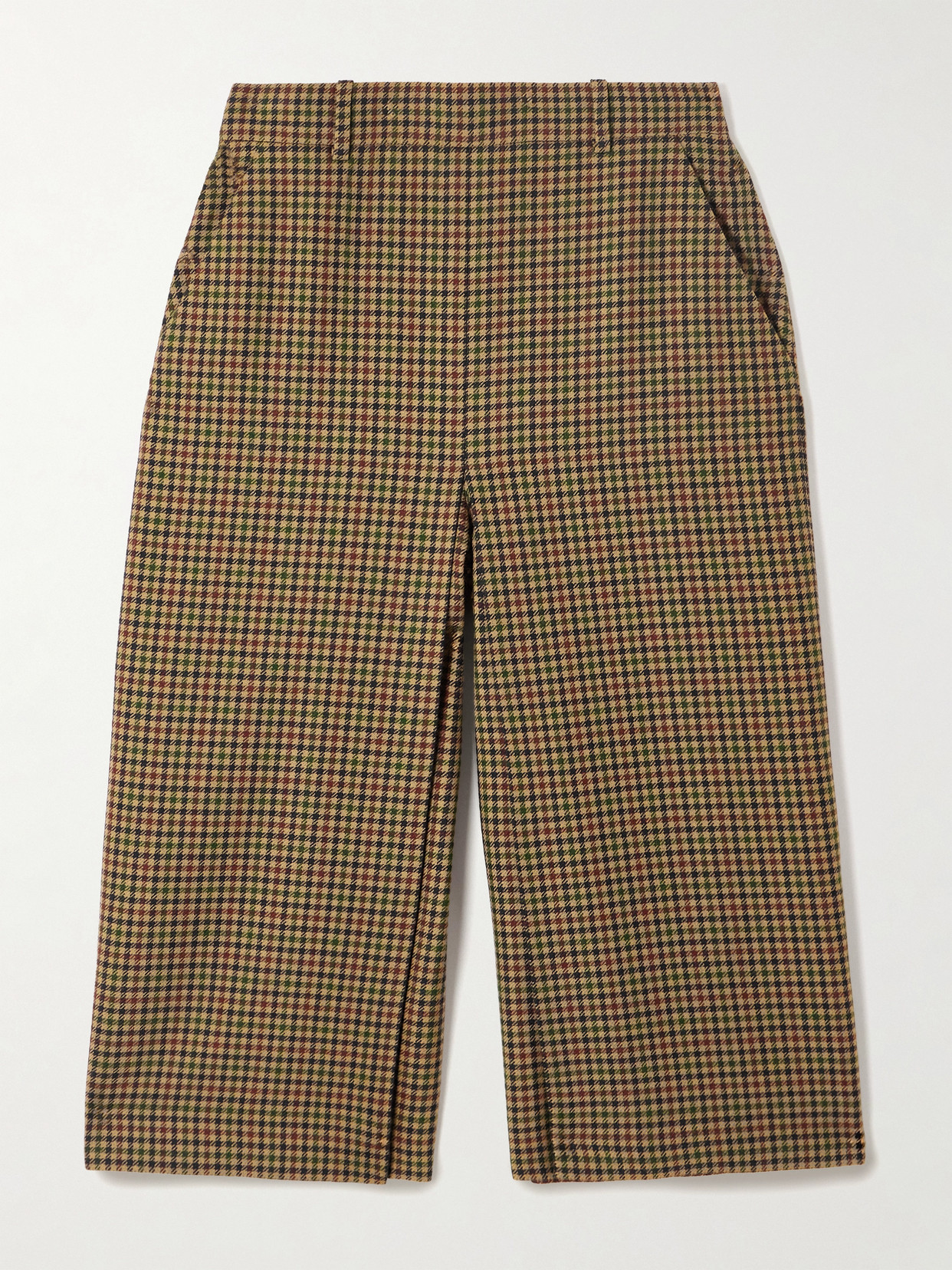 Saint Laurent Checked Wool Wide-leg Culottes In Brown