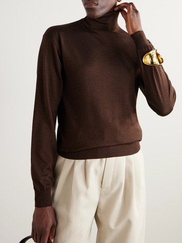 Saint Laurent Wool, cashmere and silk-blend turtleneck sweater