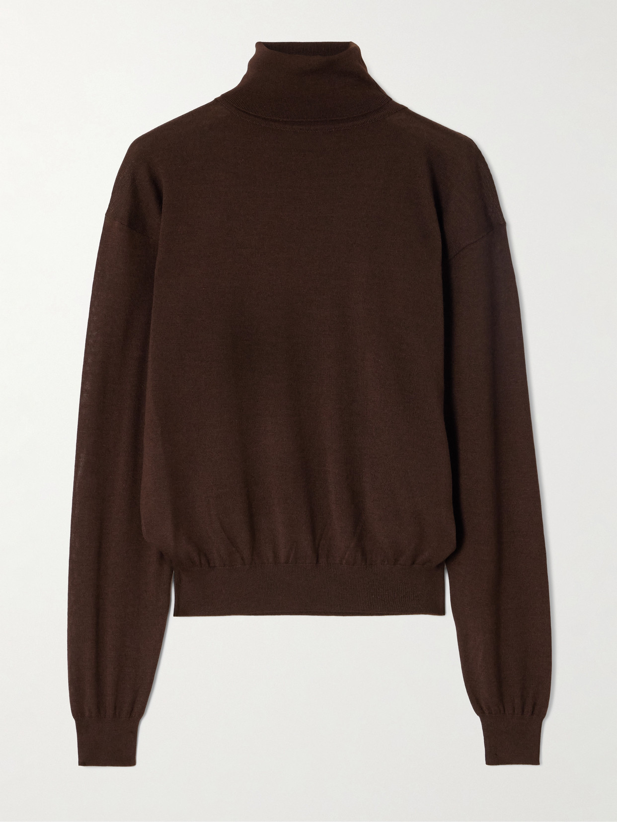 Saint Laurent Turtleneck Sweater Dropped Shoulders In Brown