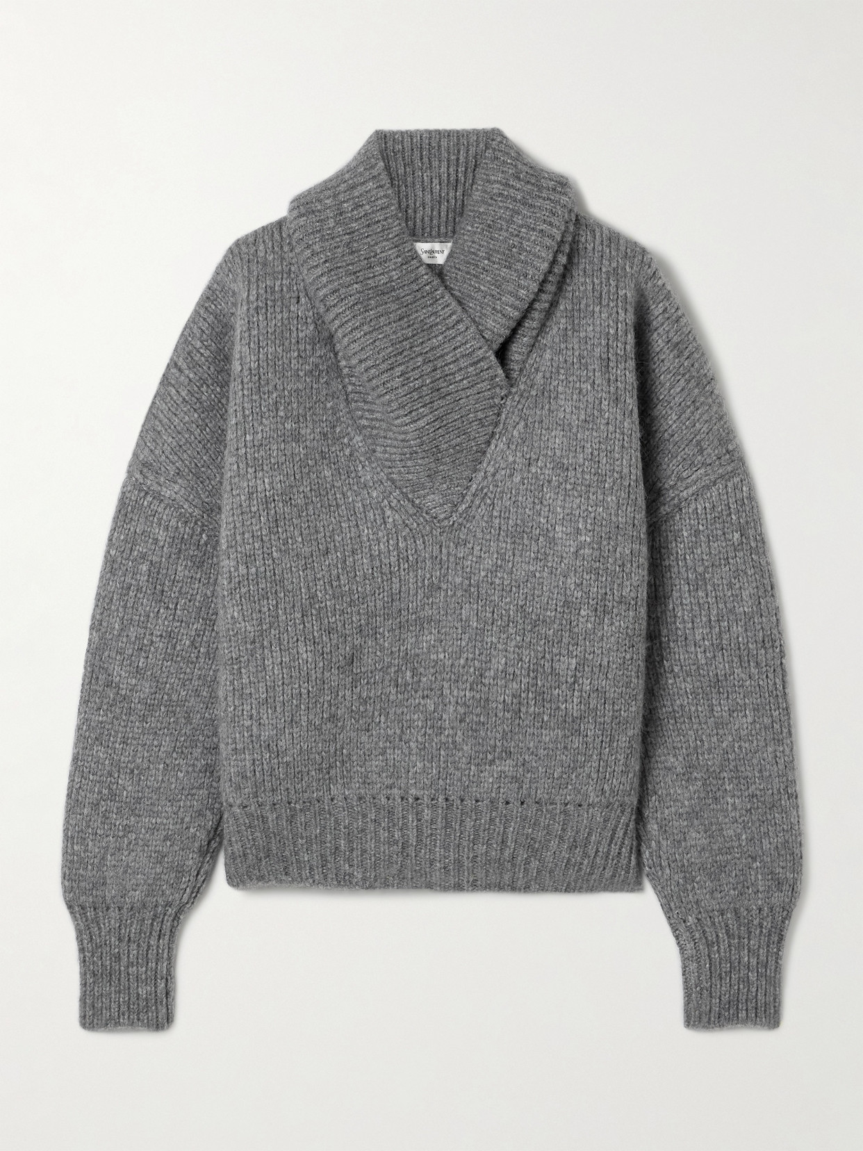 Saint Laurent Alpaca-blend Turtleneck Sweater In Gray