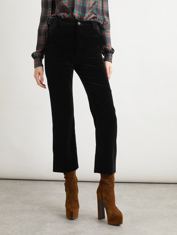 Saint Laurent Cotton-velvet cropped slim-leg pants