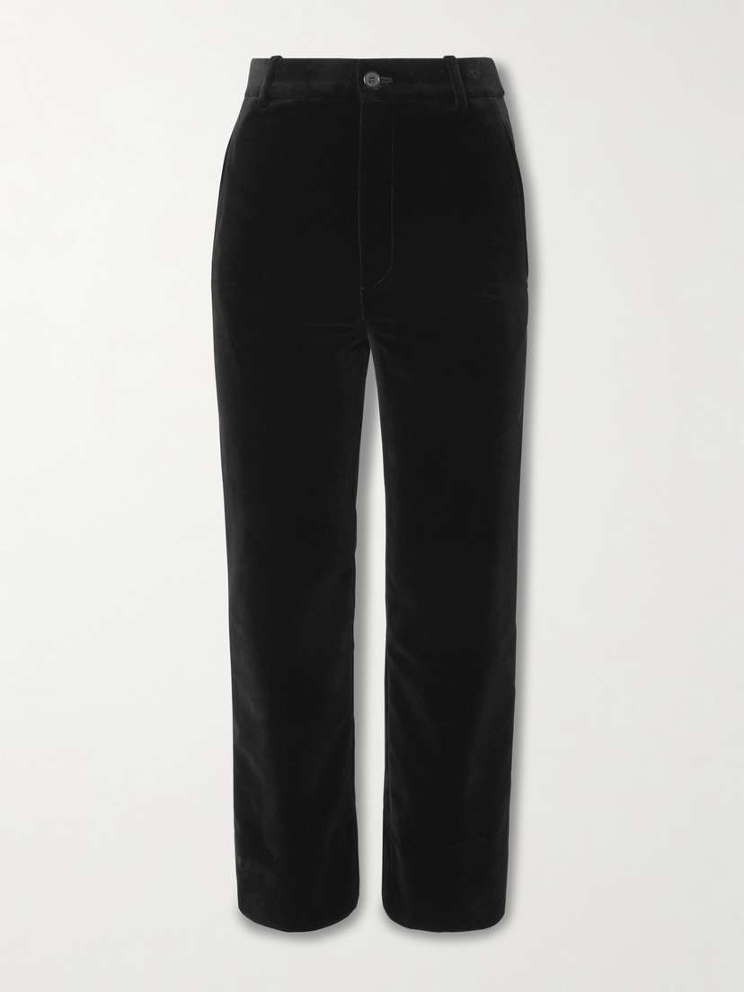 Saint Laurent Cotton-velvet Cropped Slim-leg Pants