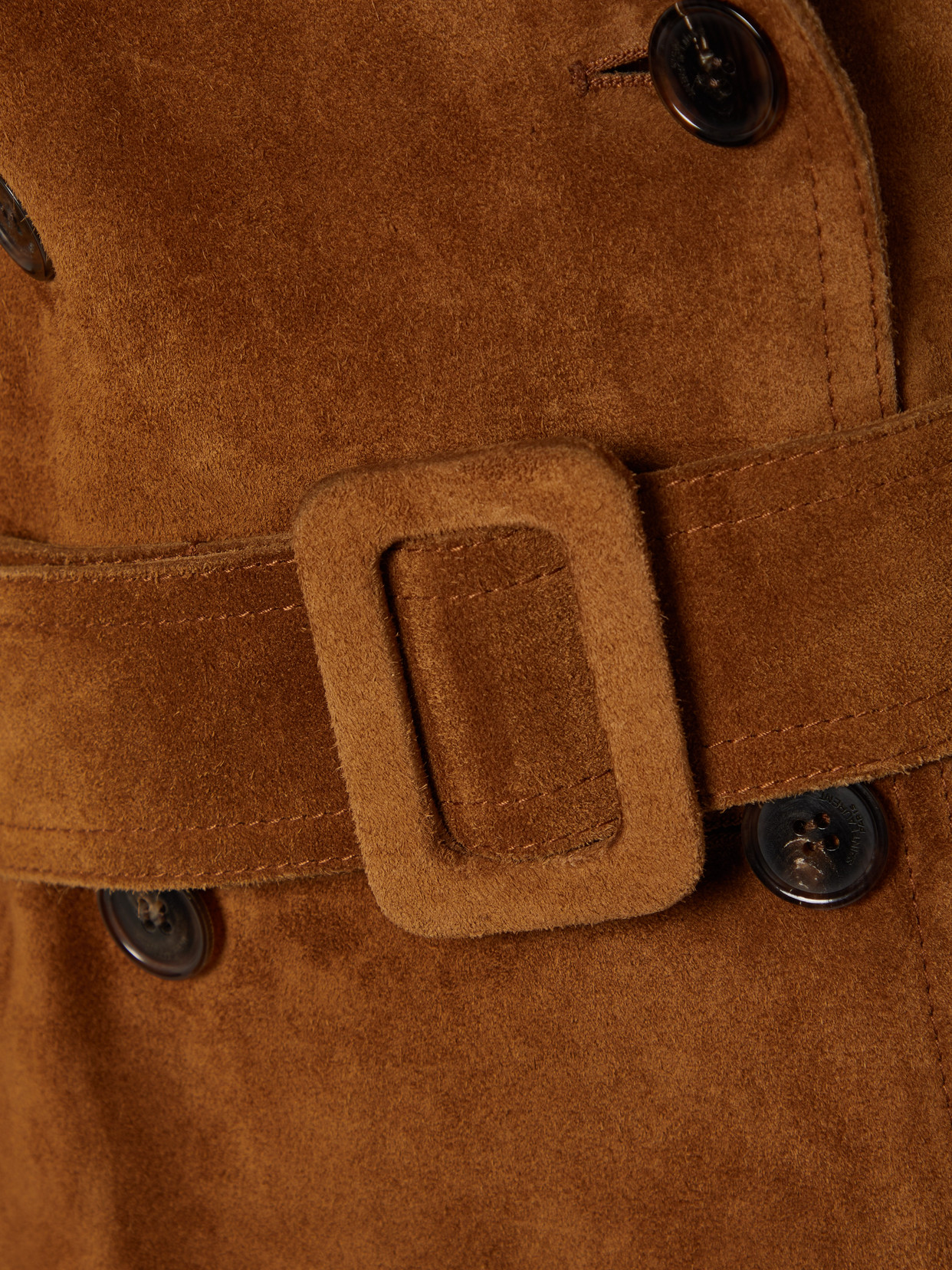 Saint Laurent Suede Trench Coat In Orange