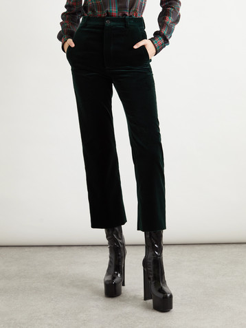 Saint Laurent Cropped cotton-velvet slim-leg pants