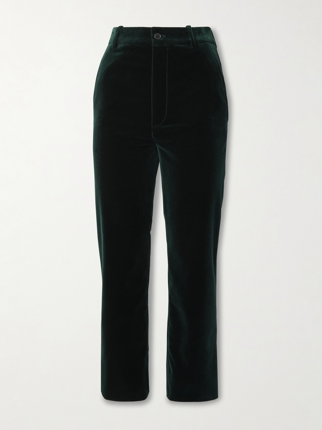 Saint Laurent Cropped Cotton-velvet Slim-leg Pants In Black