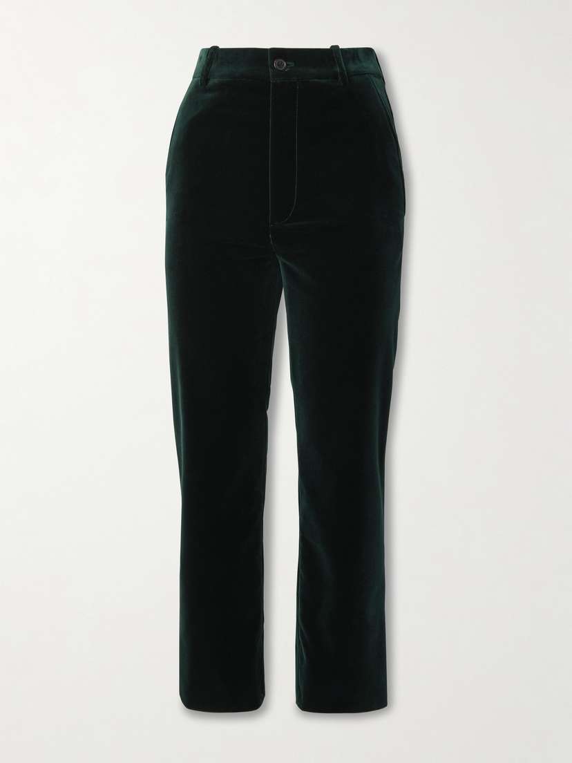 Saint Laurent Cropped Cotton-velvet Slim-leg Pants