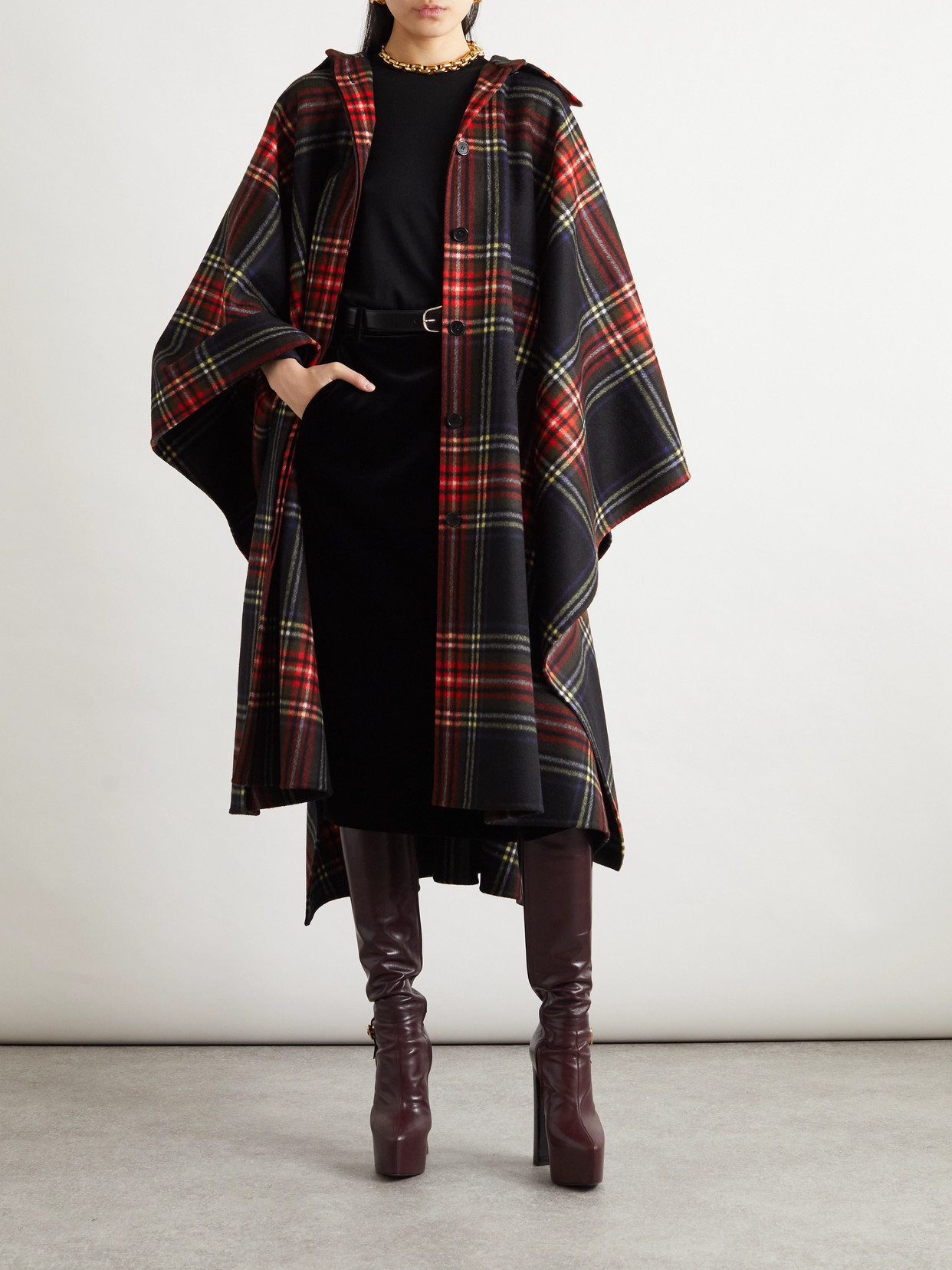 Saint Laurent Checked Cashmere Coat