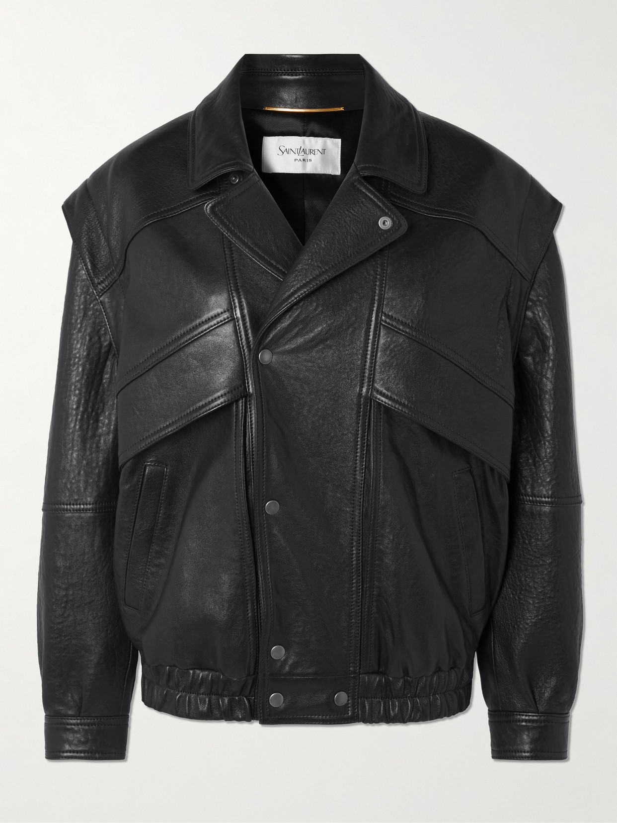 Saint Laurent Leather Jacket In Black