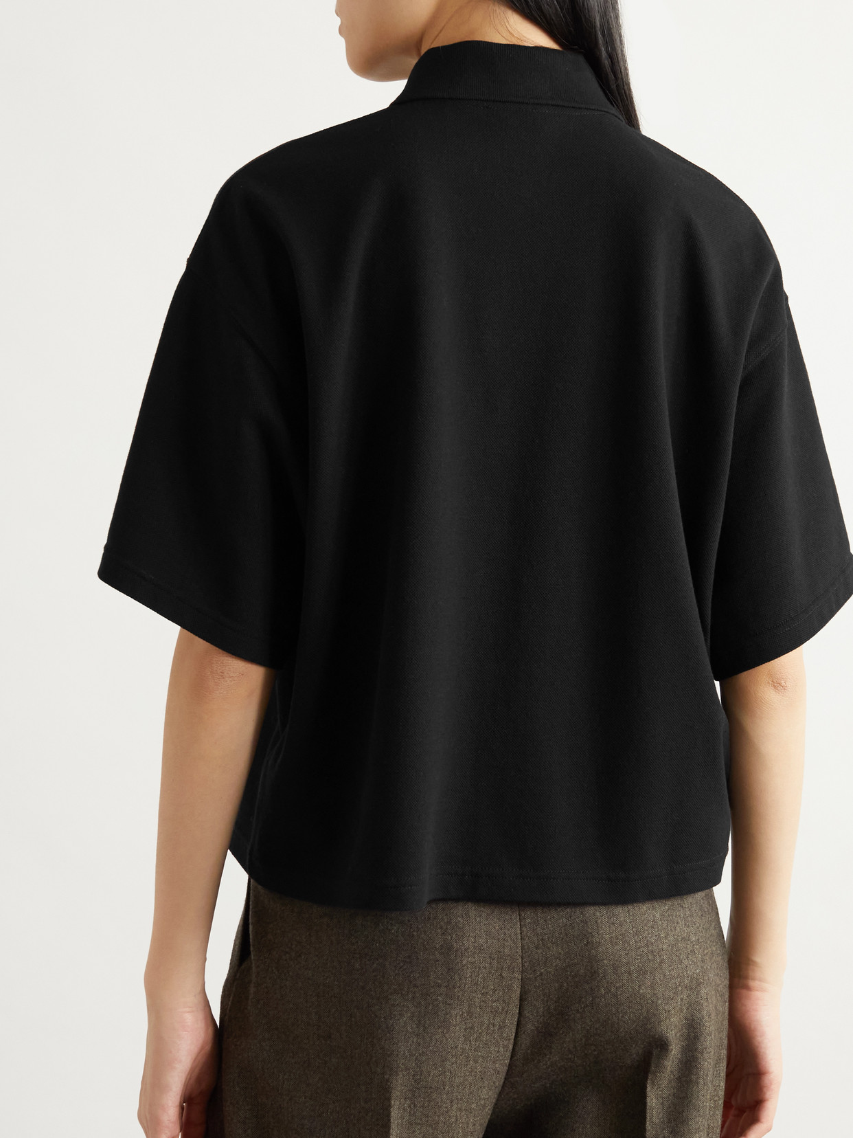 Saint Laurent Cassandre Boxy Polo T-shirt In Black