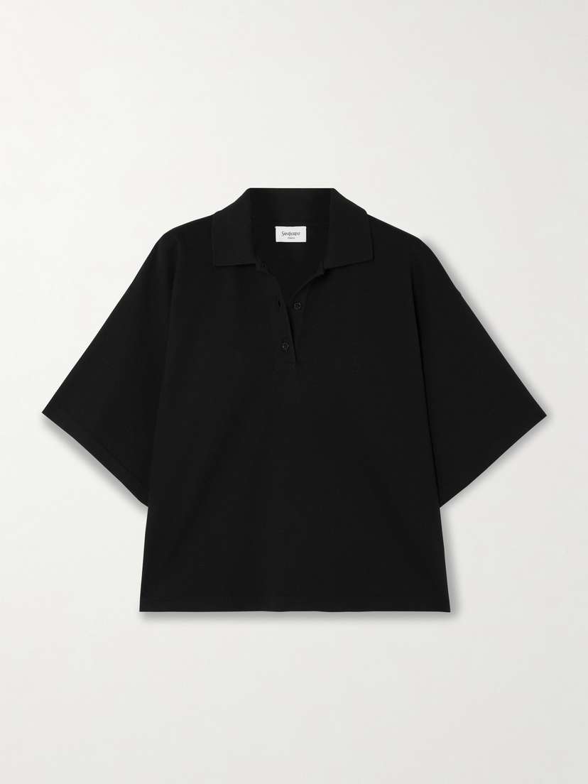 Saint Laurent Oversized Cotton-blend Piqué Polo Top