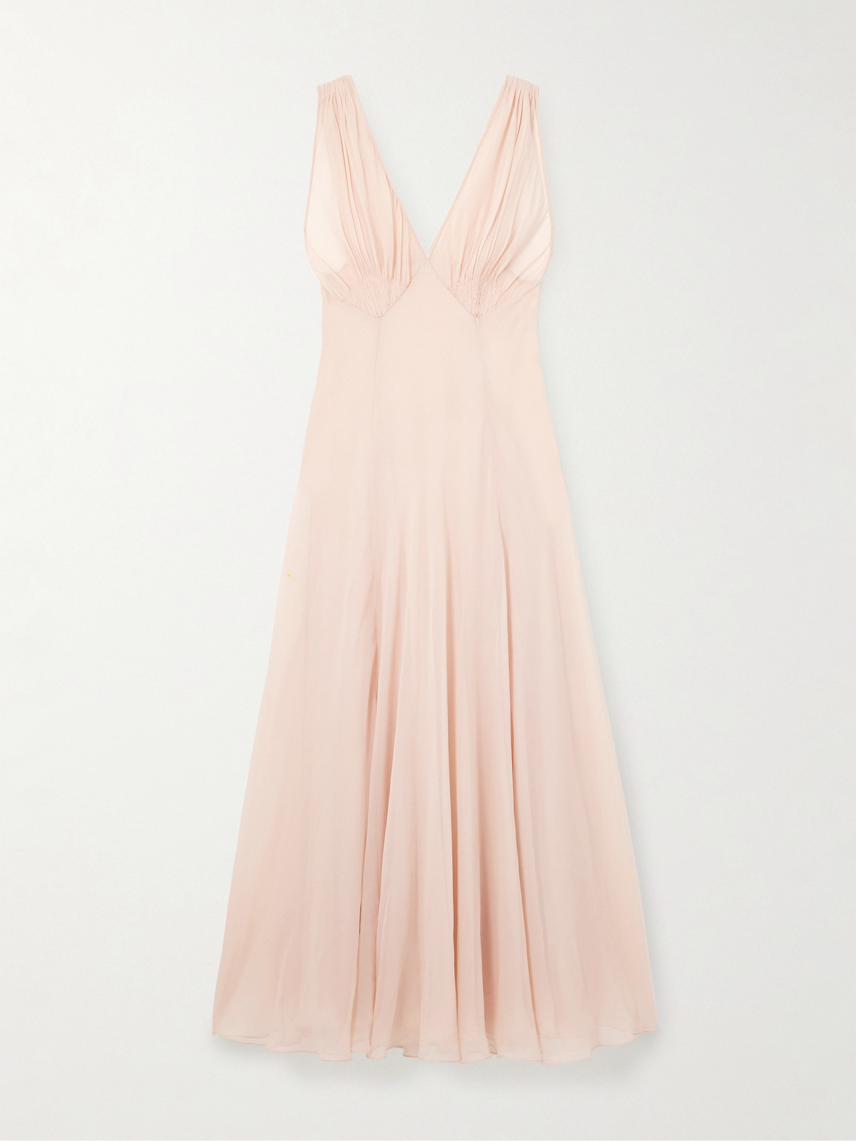 Saint Laurent Pleated Silk-chiffon Maxi Dress In Neutral