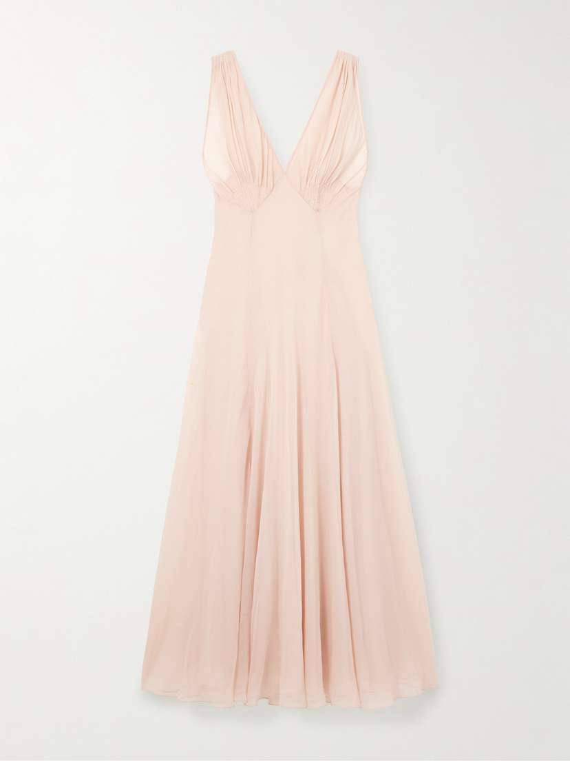 Saint Laurent Pleated Silk-chiffon Maxi Dress