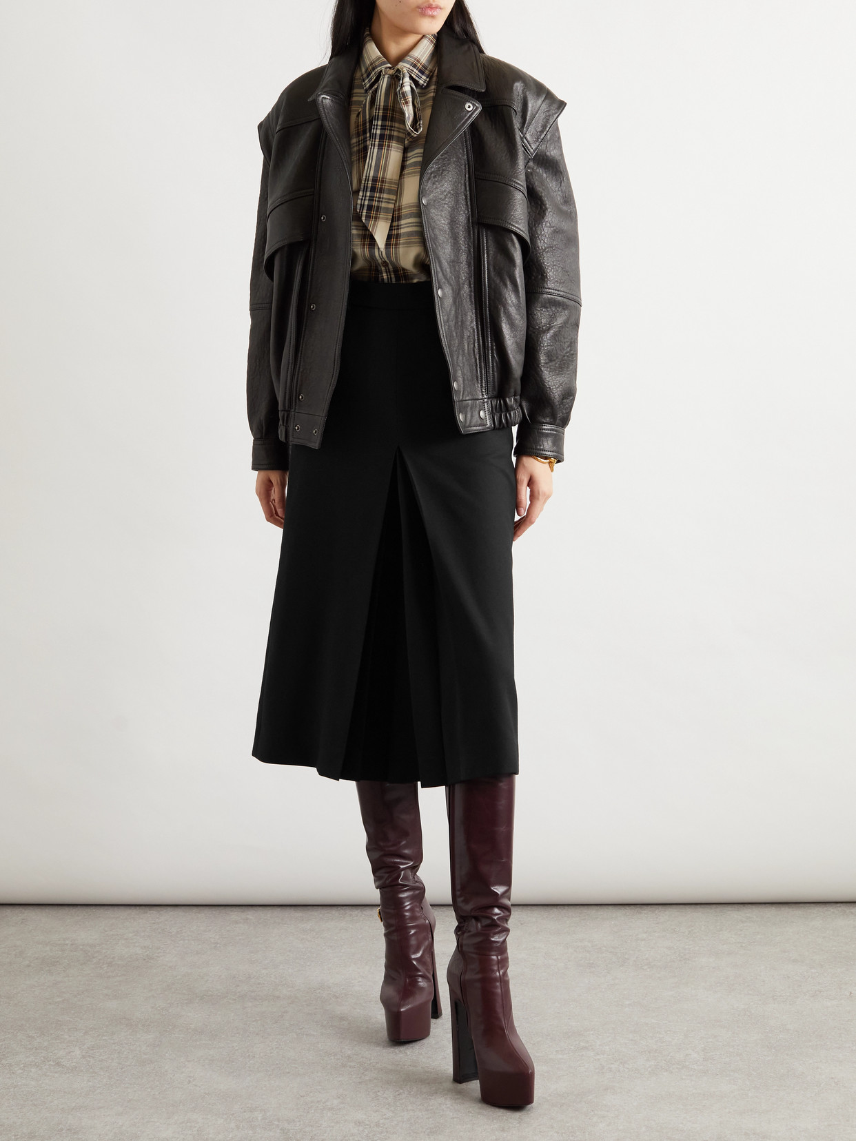 Saint Laurent Cropped Cotton-gabardine Pants In Black