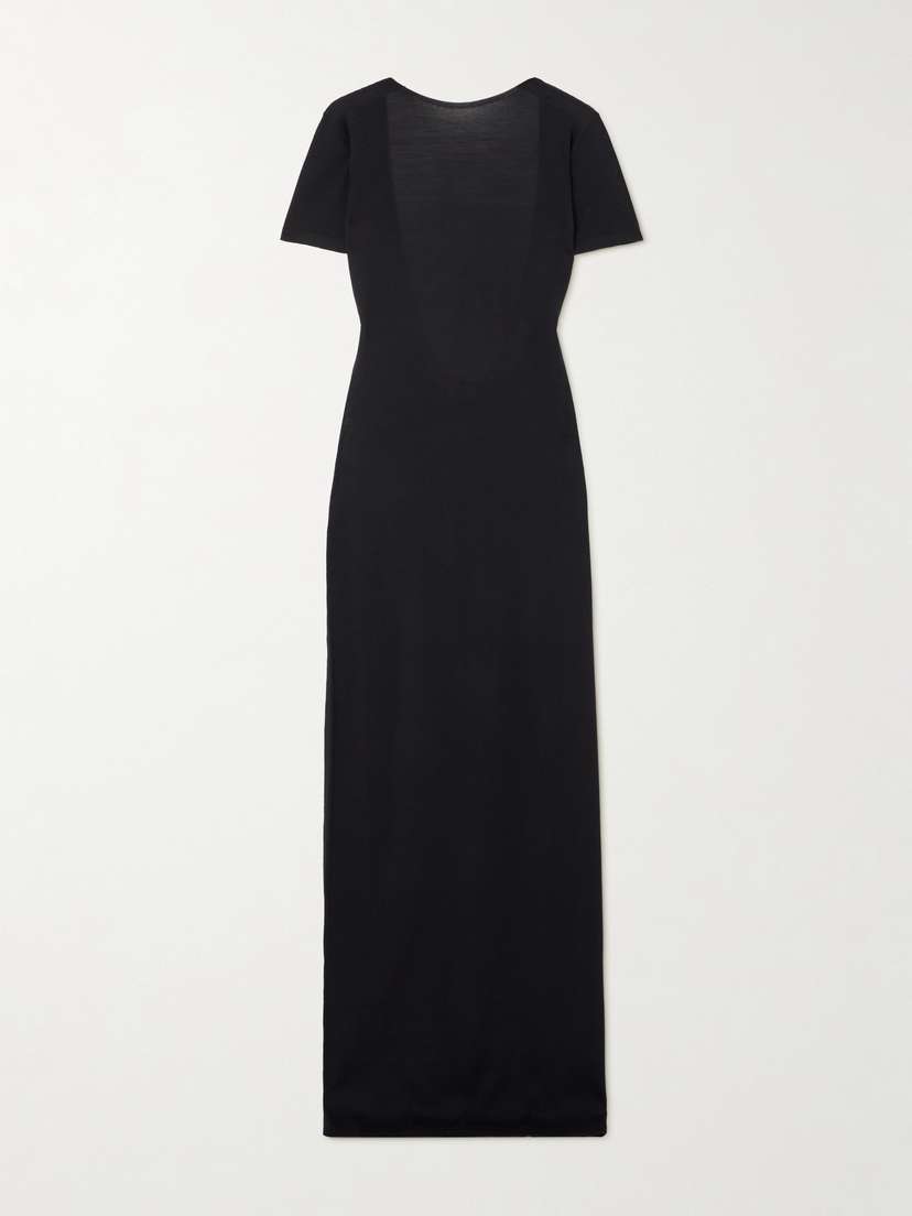 Saint Laurent Open-back Wool Maxi Dress