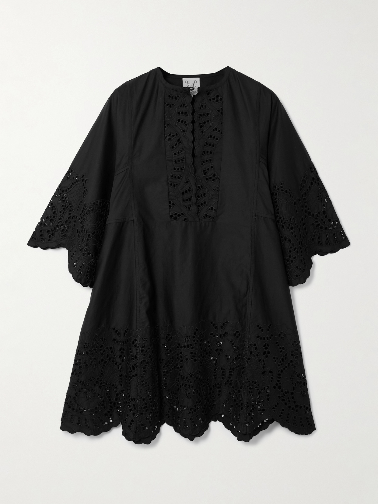 Thierry Colson Rachel Broderie Anglaise Cotton-poplin Kaftan In Black