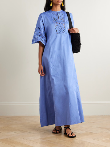 THIERRY COLSON Rachel broderie anglaise cotton-poplin kaftan